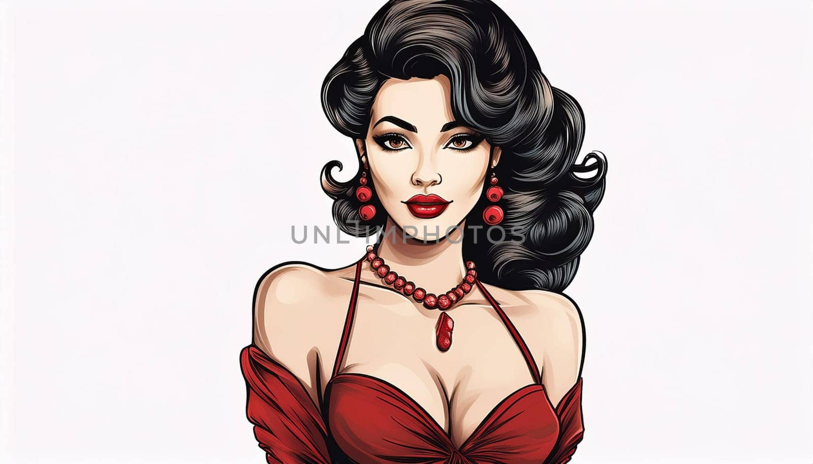 20s style pin up woman illustration, AI generated image