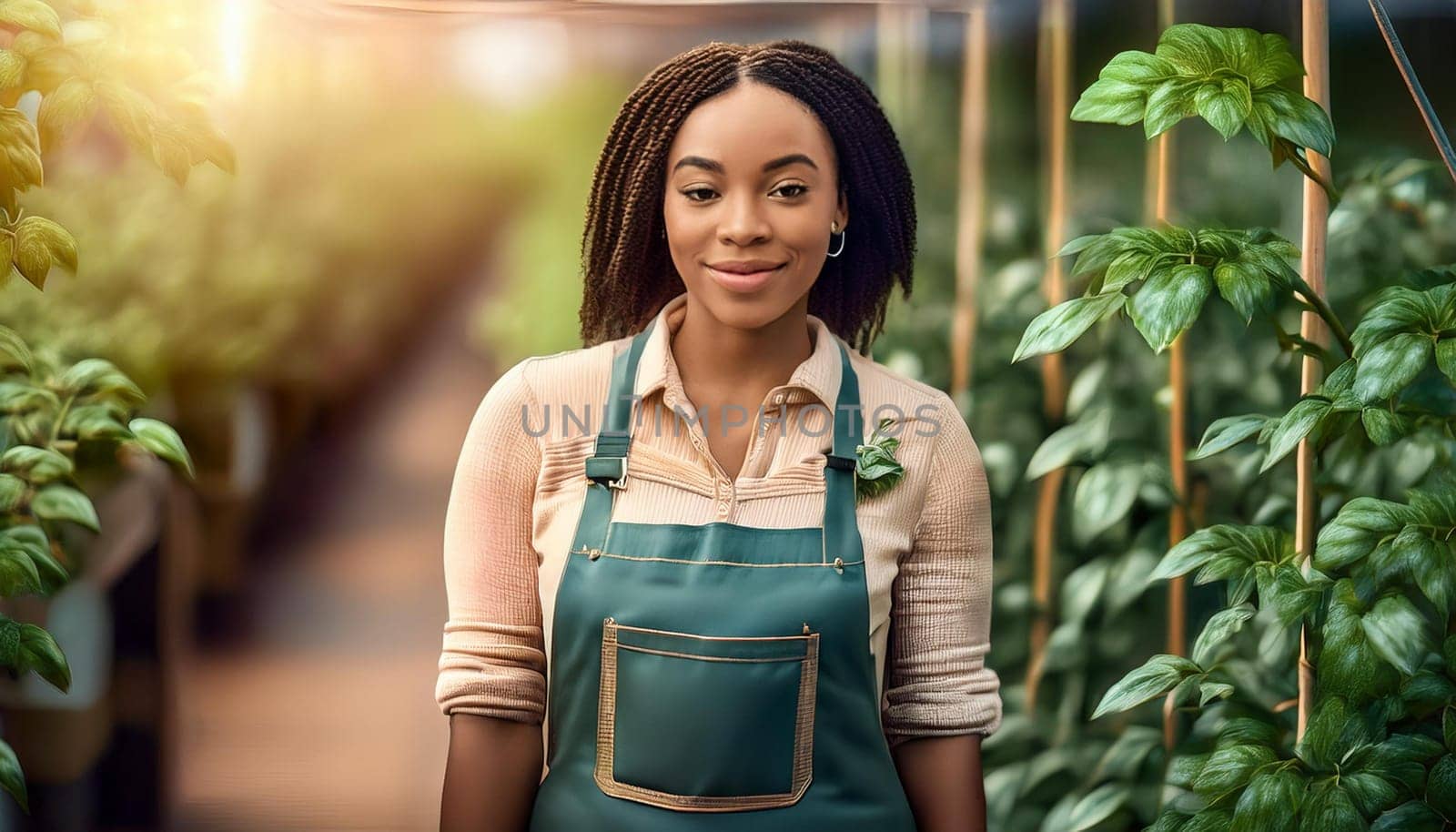 gorgeous young gardener woman, AI generated image