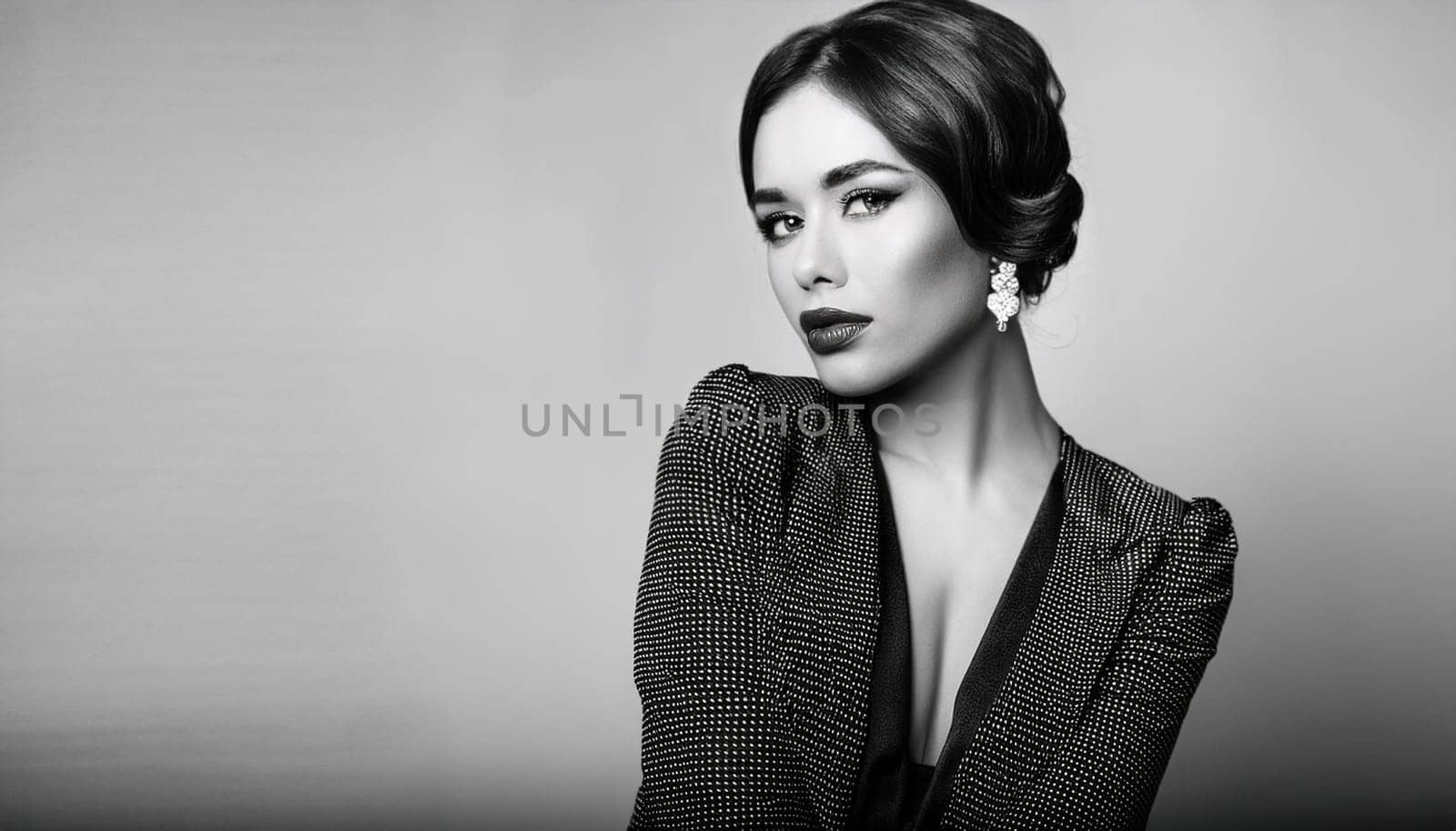 gorgeous elegant model woman in black and white, AI generated image