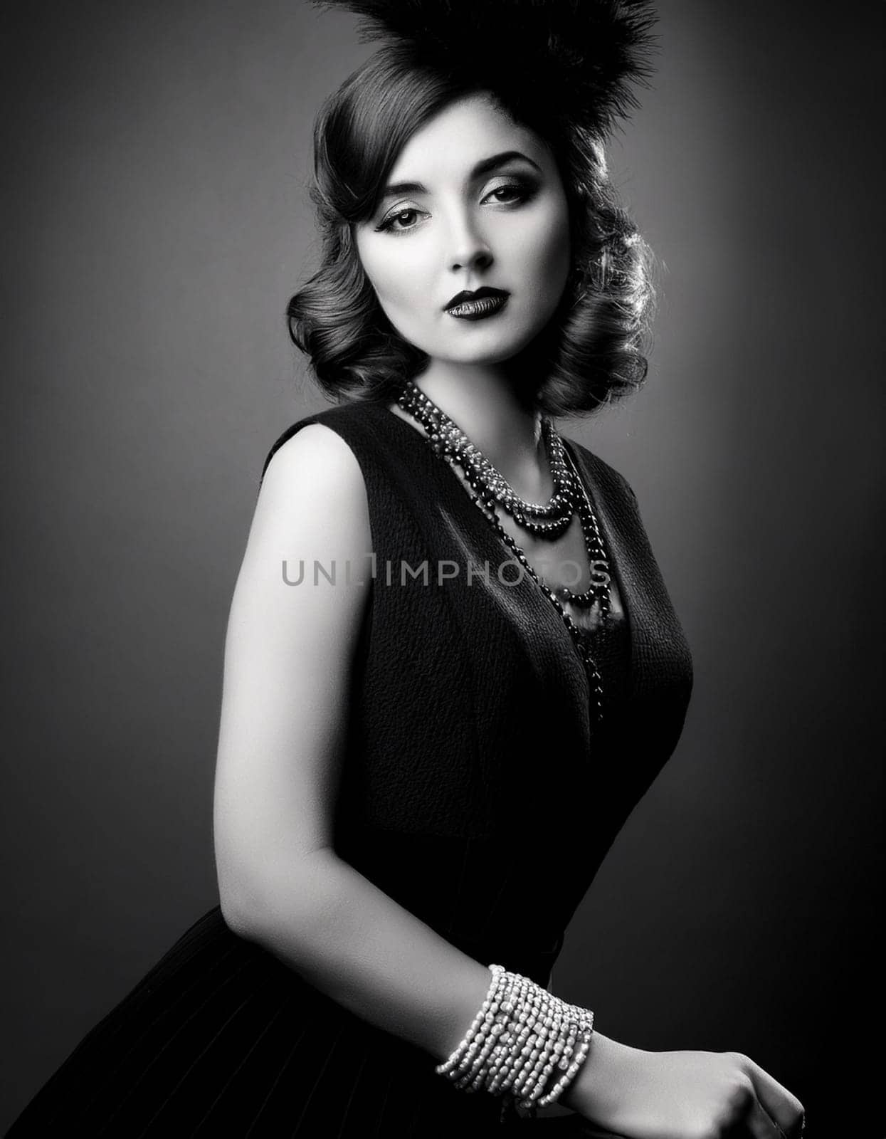 pretty young woman in twenties style, AI generated image