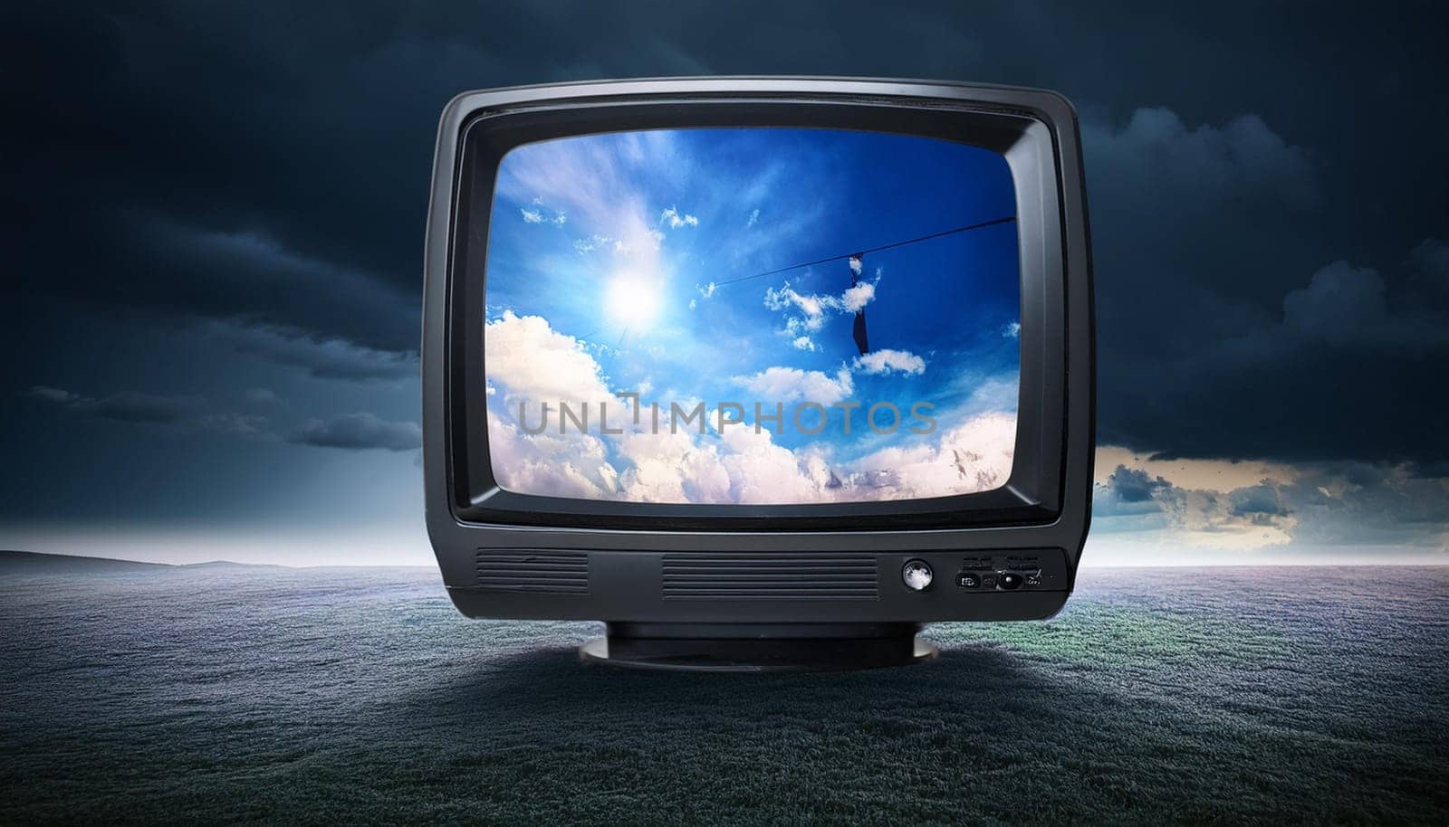 vintage analog tv set, AI generated image