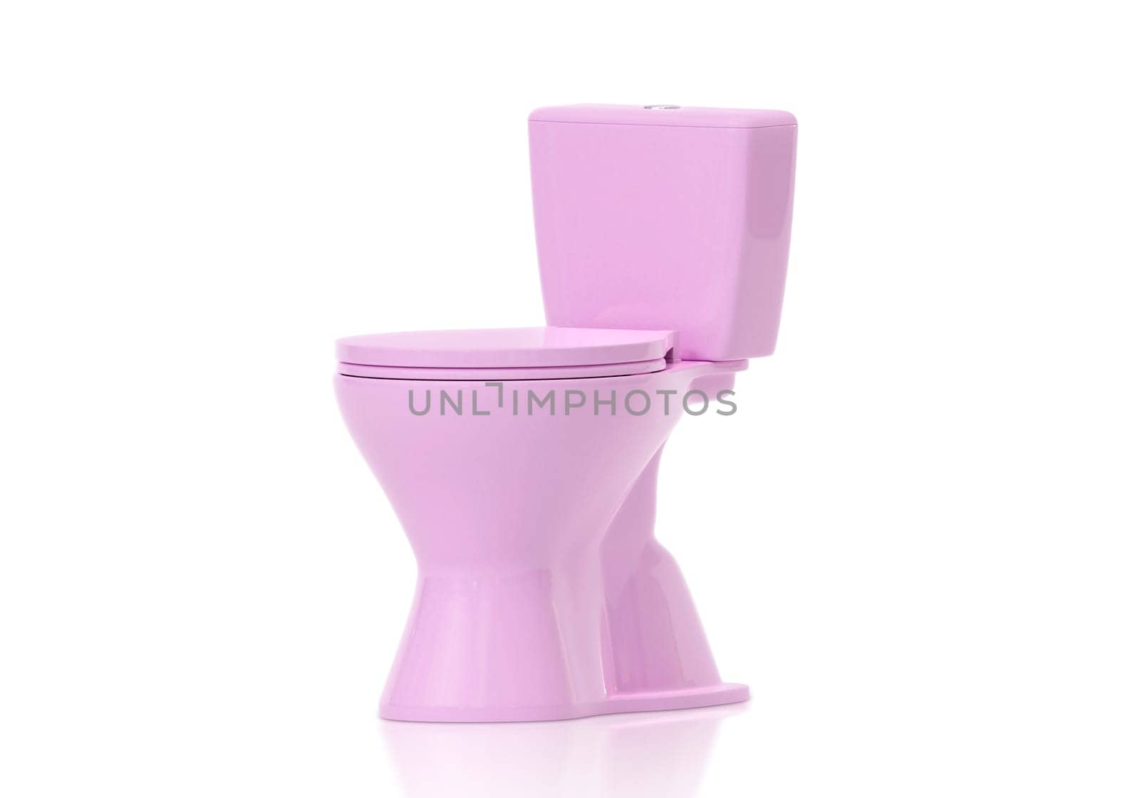 Pink toilet bowls on white background