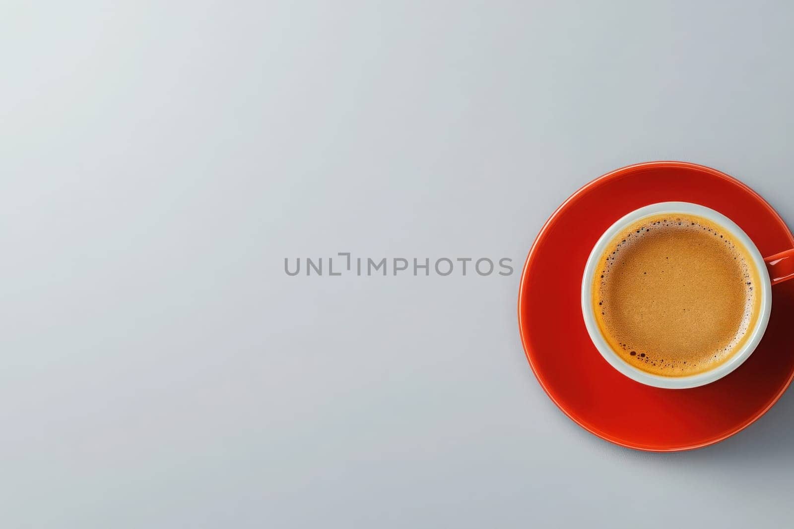 An office desk is neatly arranged with a bright coffee cup placed on a vivid plate, creating an inviting atmosphere for focused work during the day.