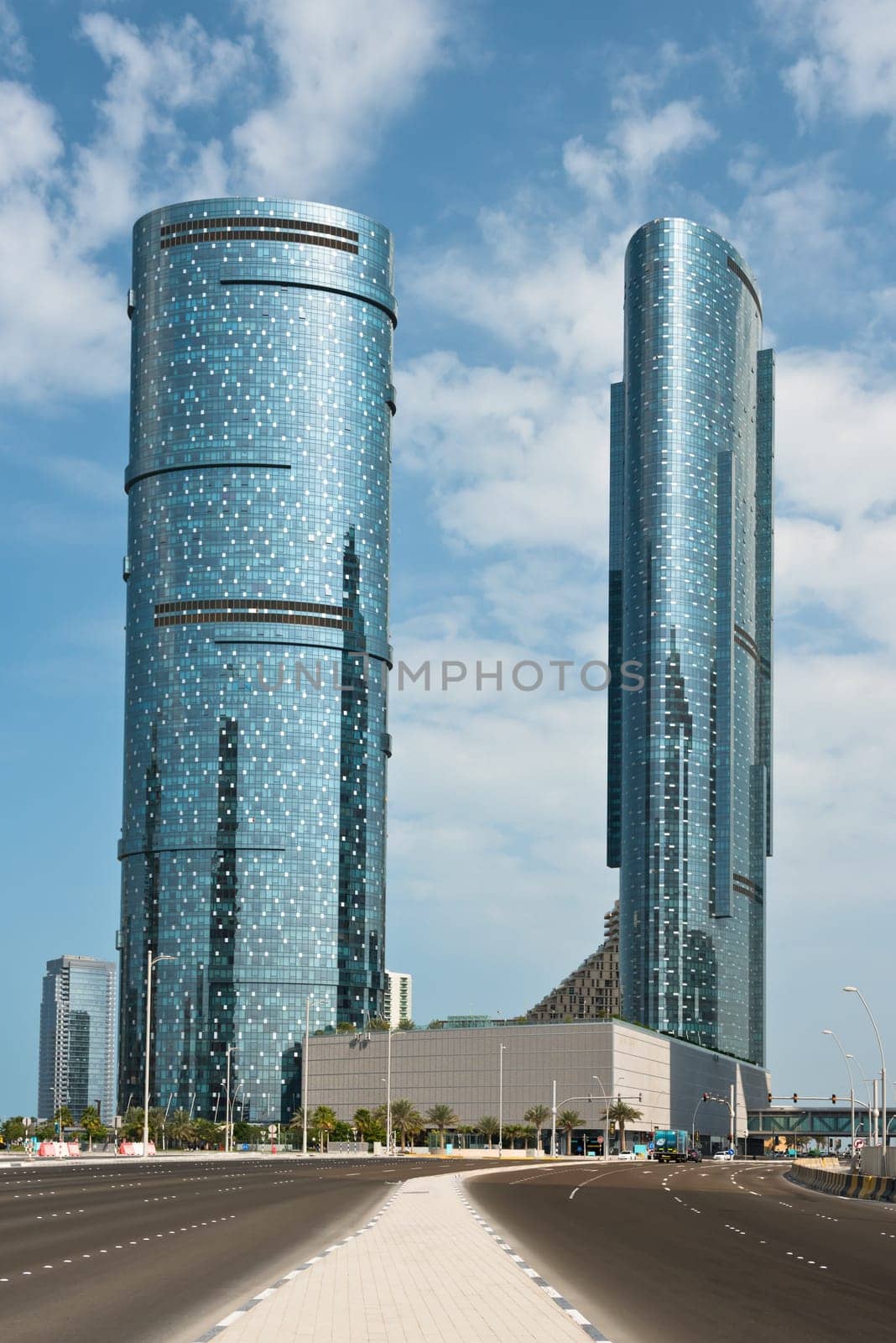 ABU DHABI, UAE - DECEMBER 24: Abu Dhabi streets with skyscrapers on December 24, 2014. United Arab Emirates