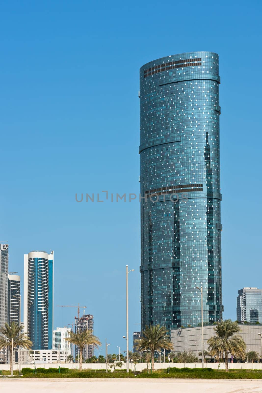 ABU DHABI, UAE - DECEMBER 24: Abu Dhabi streets with skyscrapers on December 24, 2014. United Arab Emirates