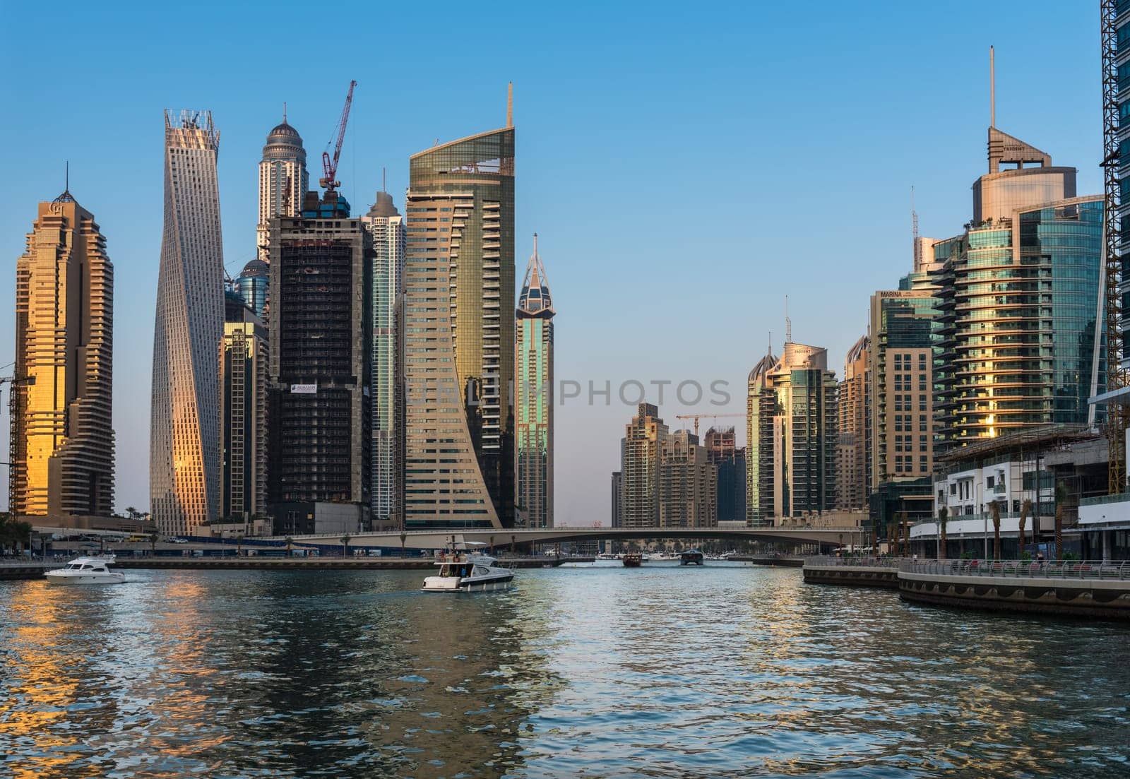 UAE, DUBAI - DECEMBER 31: view of Dubai Marina, United Arab Emirates - the largest man-made marina in the world on December 31, 2014