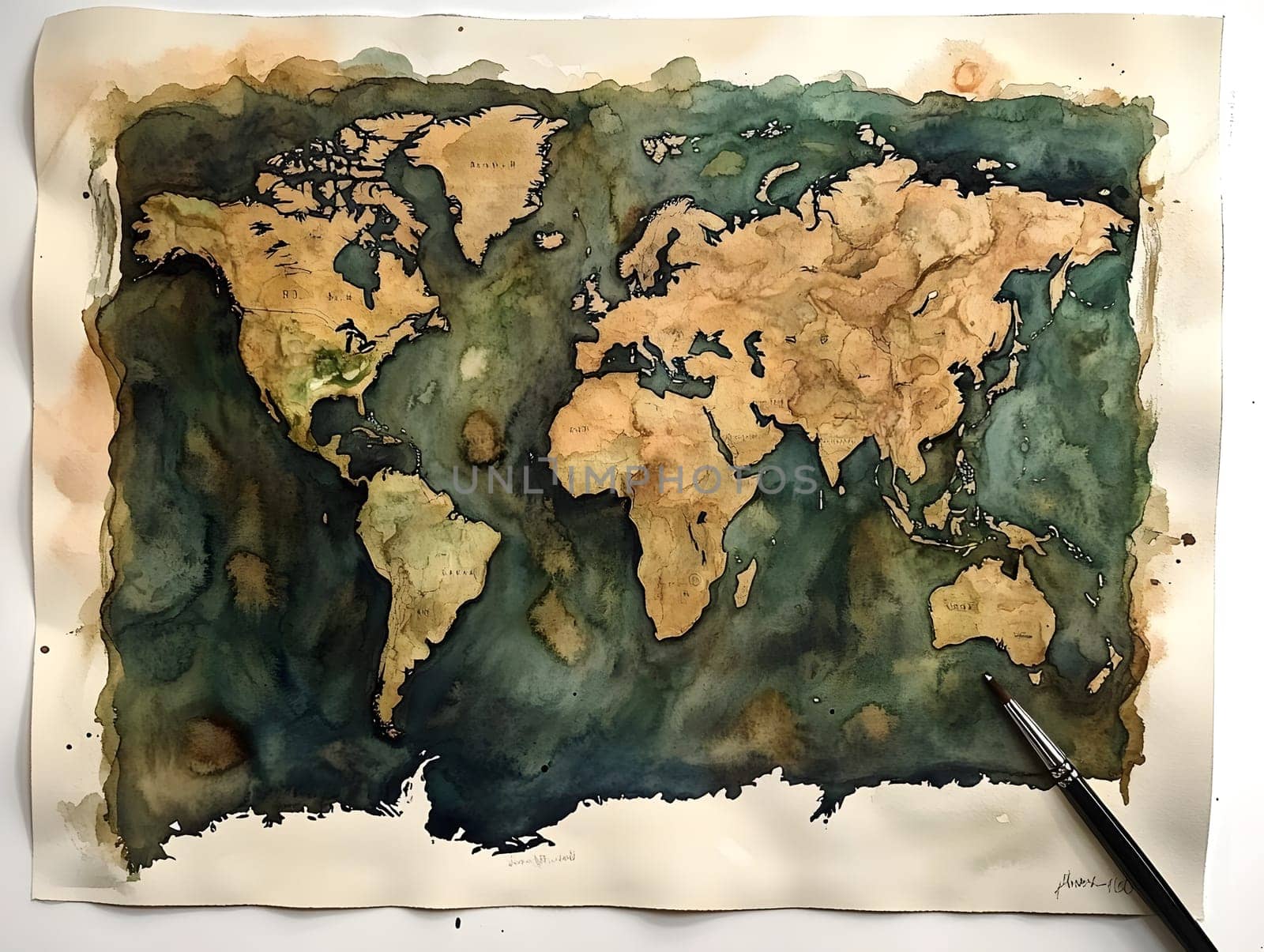 Colorful Watercolor World Map Abstract Geographical Art
