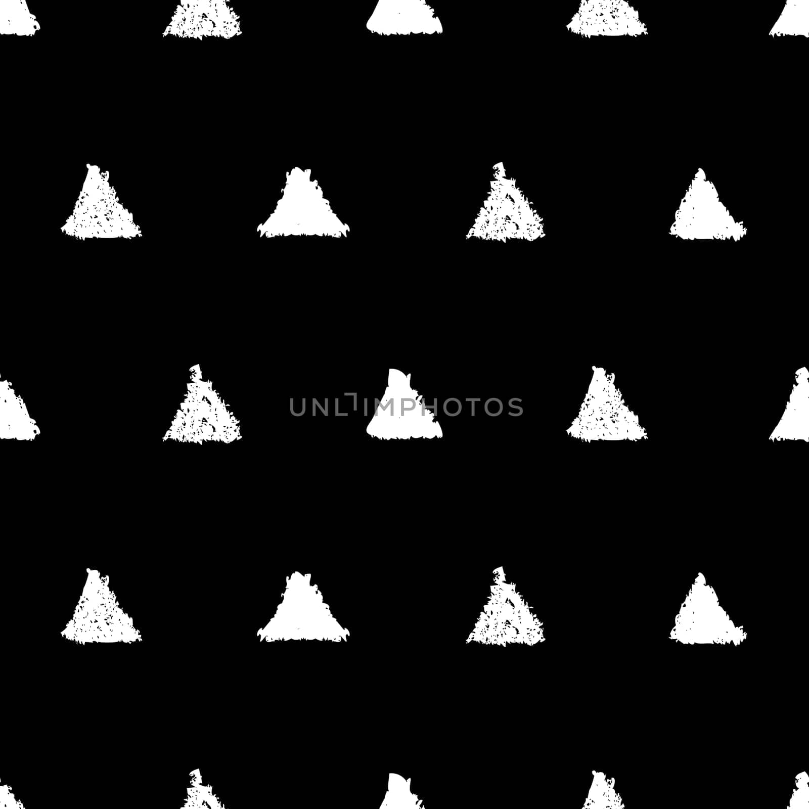 Seamless pattern with triangles. Hand painted pastel crayon. Grunge background. Design element for wallpapers, invitations, birthday card, scrapbooking, fabric print etc. Vector illustration.