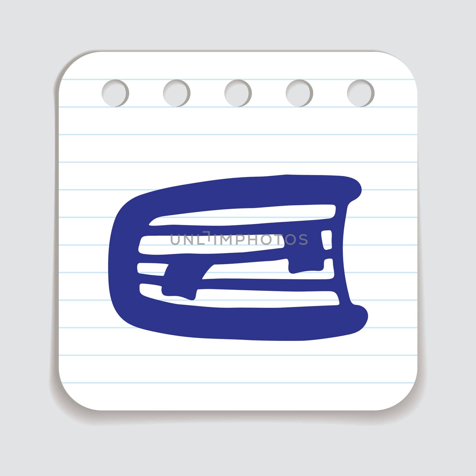 Doodle book icon with bookmark handdrawn with blue pen on a notepaper. Knowledge and education symbol painted in grunge style. Vector illustration isolated on white background