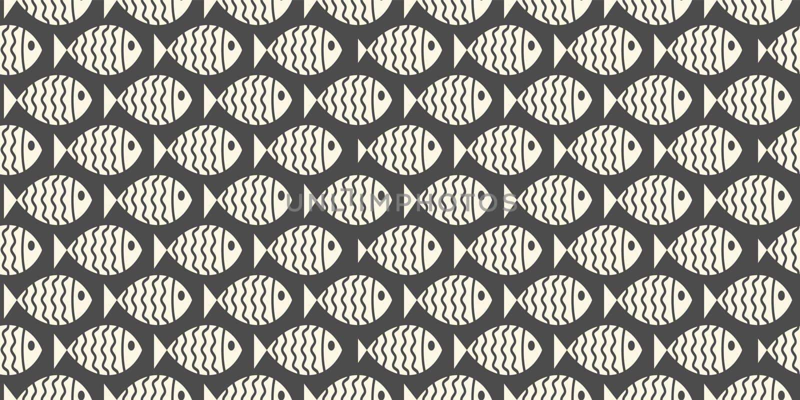 Nautical seamless pattern with swimming cartoon fish. Vector illustration