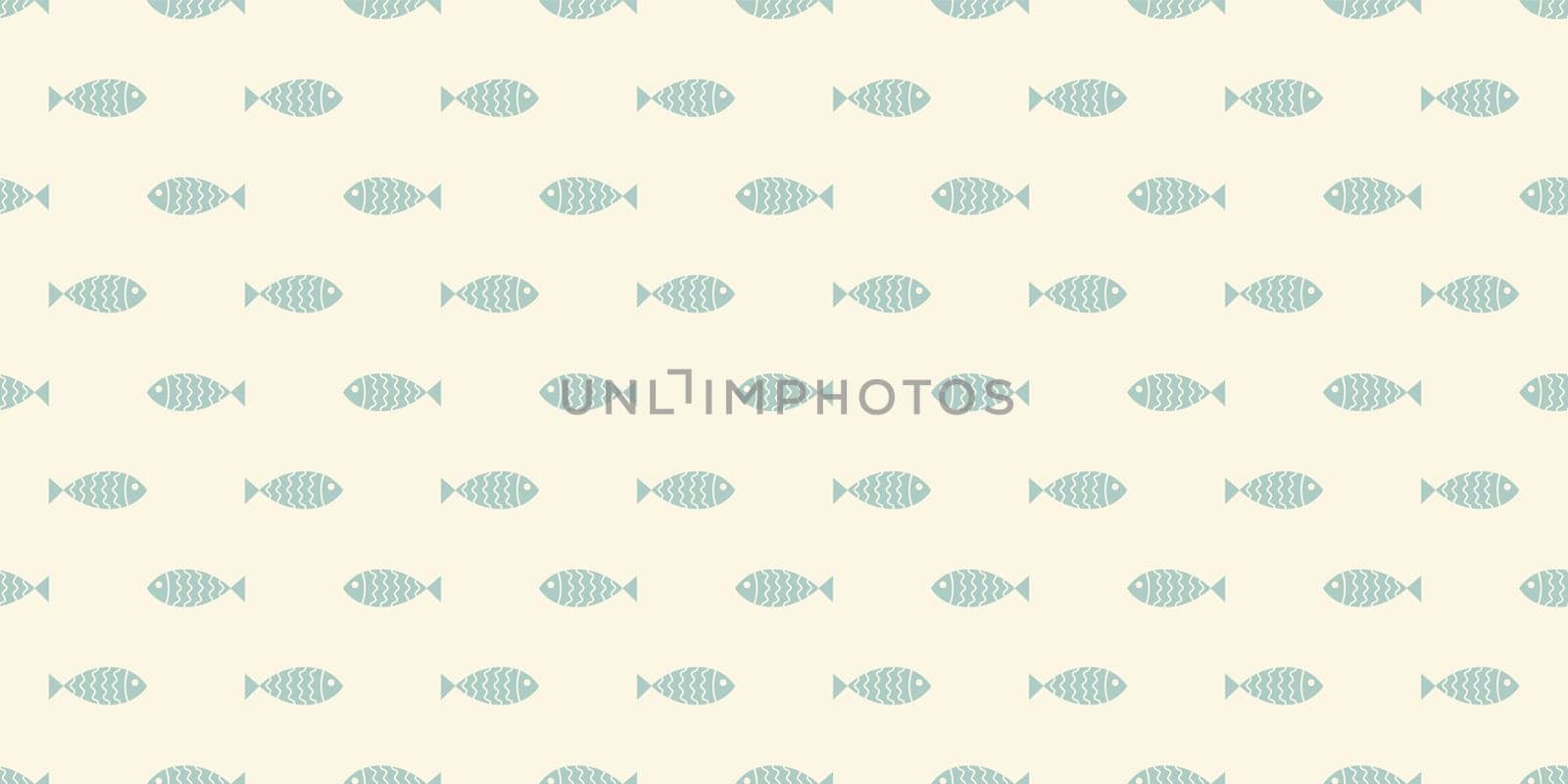 Nautical seamless pattern with swimming cartoon fish. Vector illustration