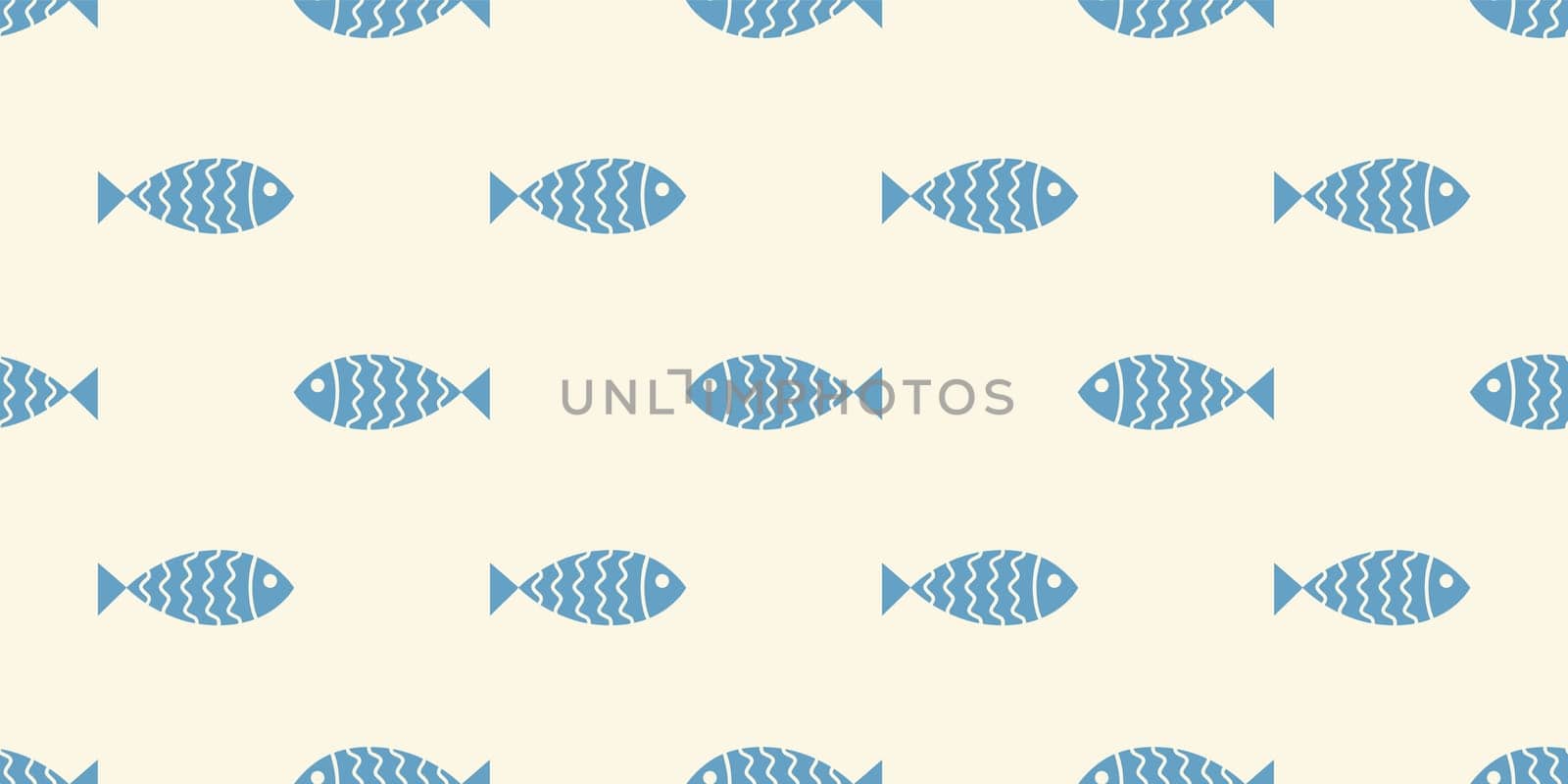 Nautical seamless pattern with swimming cartoon fish. Vector illustration