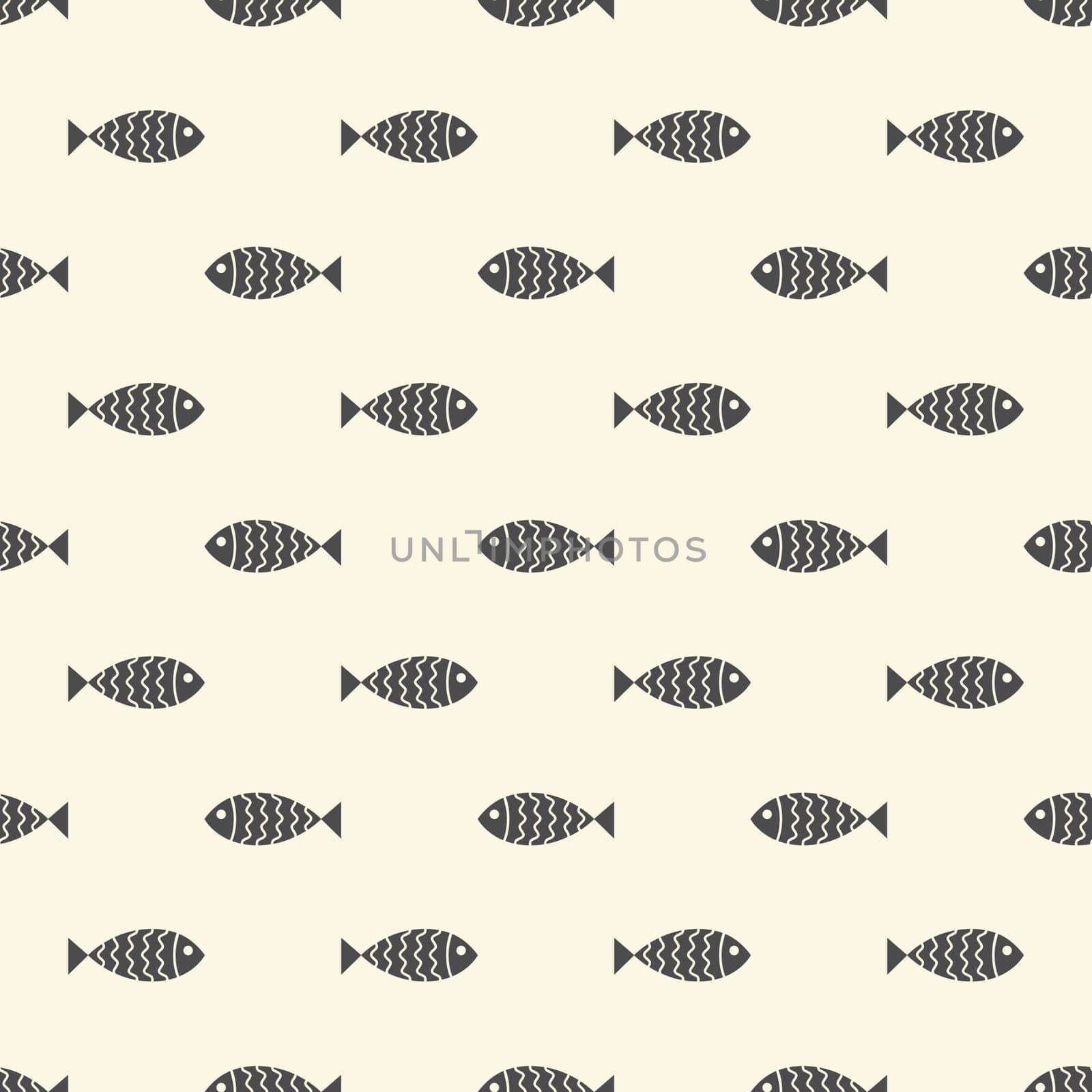 Nautical seamless pattern with swimming cartoon fish. Vector illustration