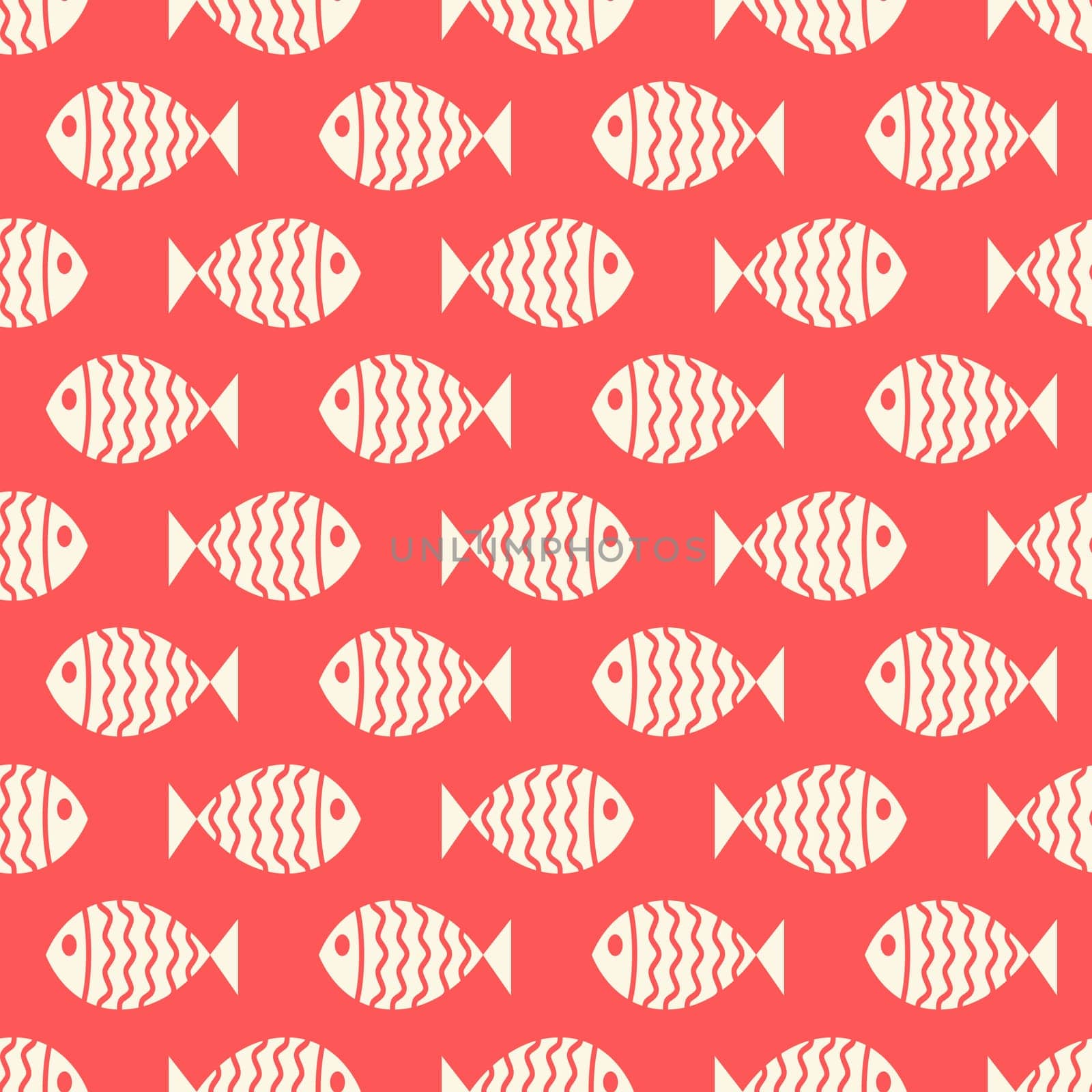 Nautical seamless pattern with swimming cartoon fish. Vector illustration