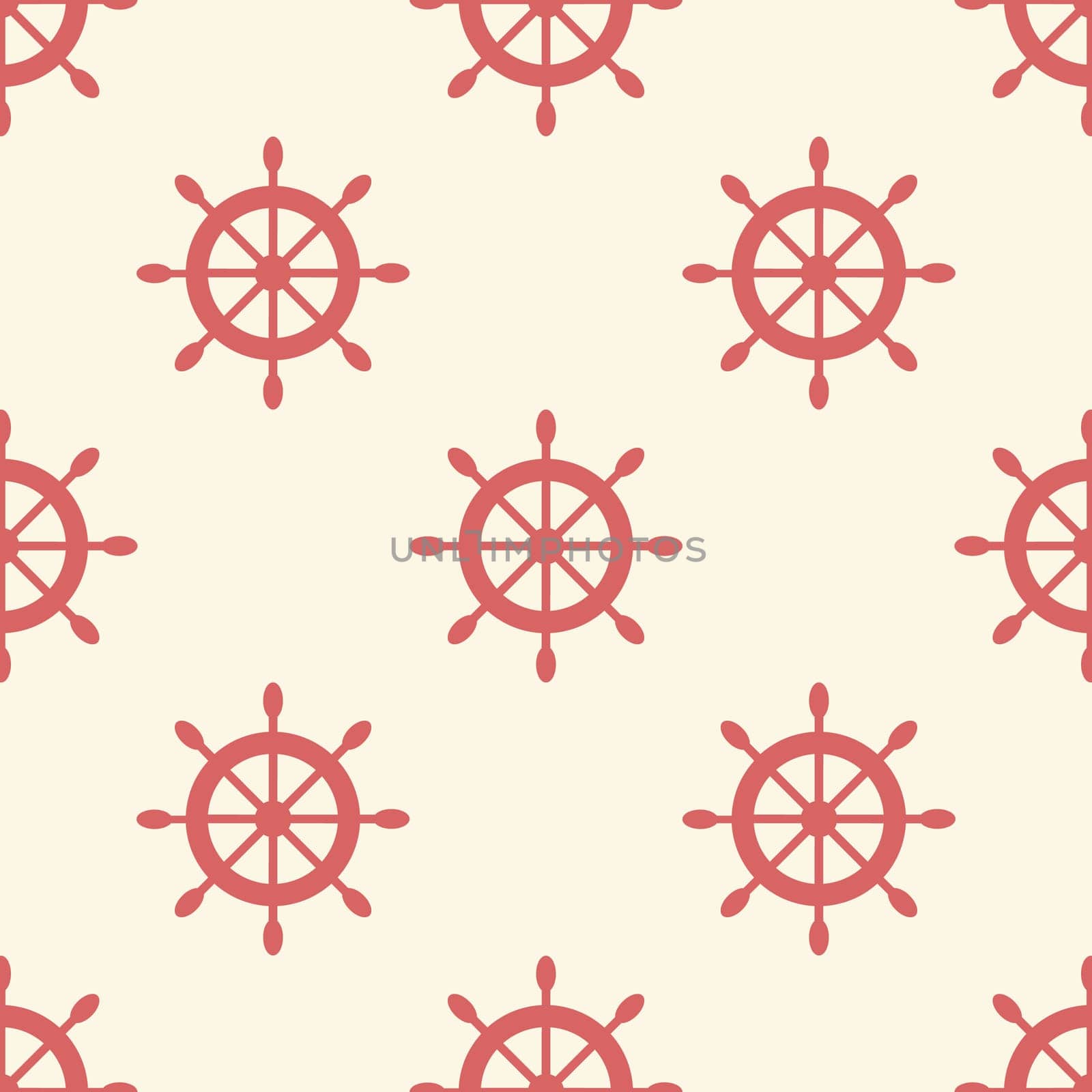 Nautical seamless pattern with ship wheels. Vector illustration