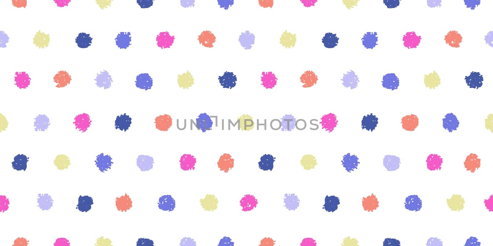 Polka dot seamless pattern with hand painted circles. Vector illustration