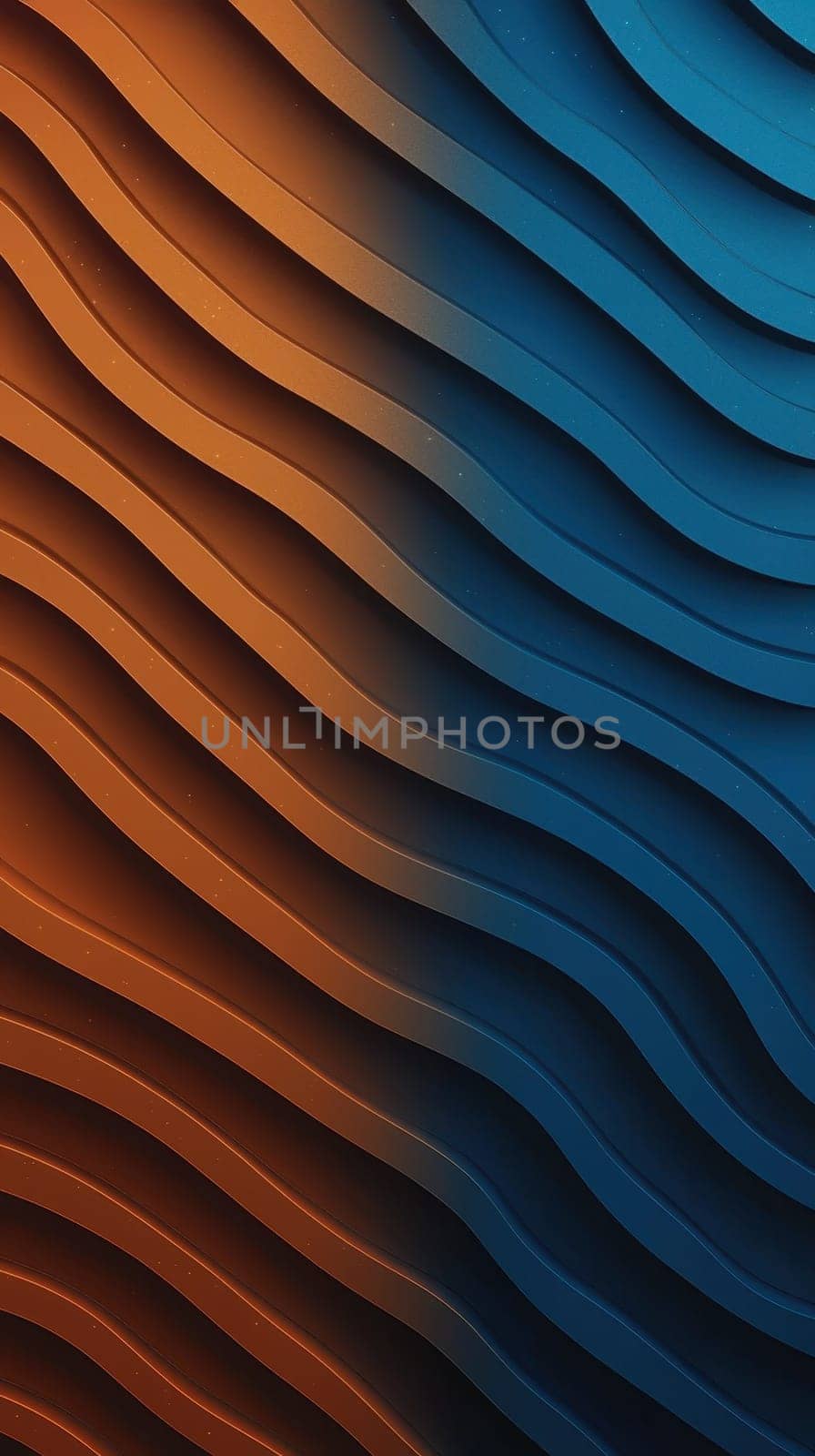 Abstract background of flowing blue and orange waves. Concept of modern design, dynamic, contrast.