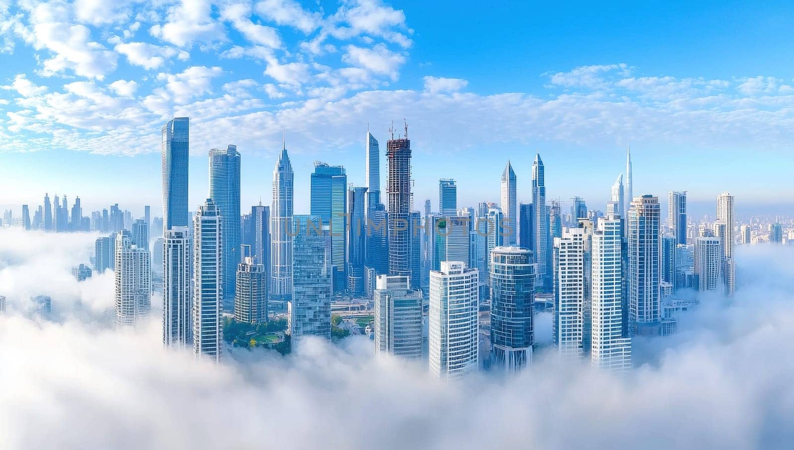 Dubai Skyline Above the Clouds, Modern Metropolis Concept