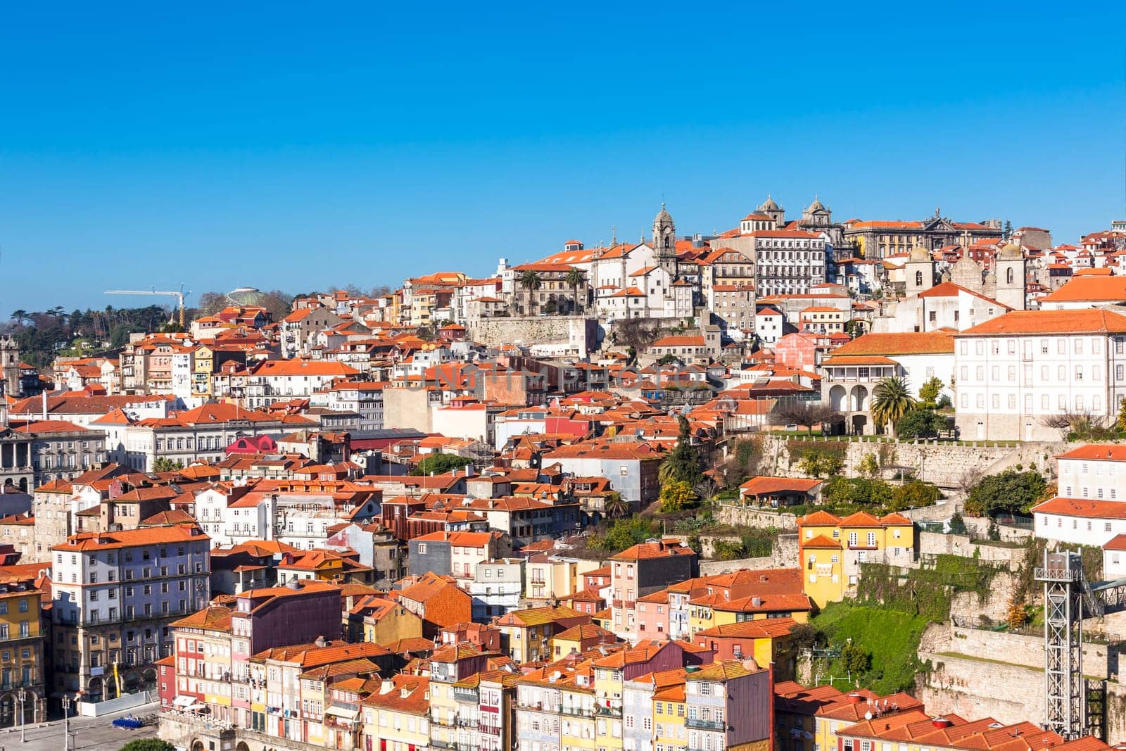 Overview of Old Town of Porto, Portugal. Horizontal shot