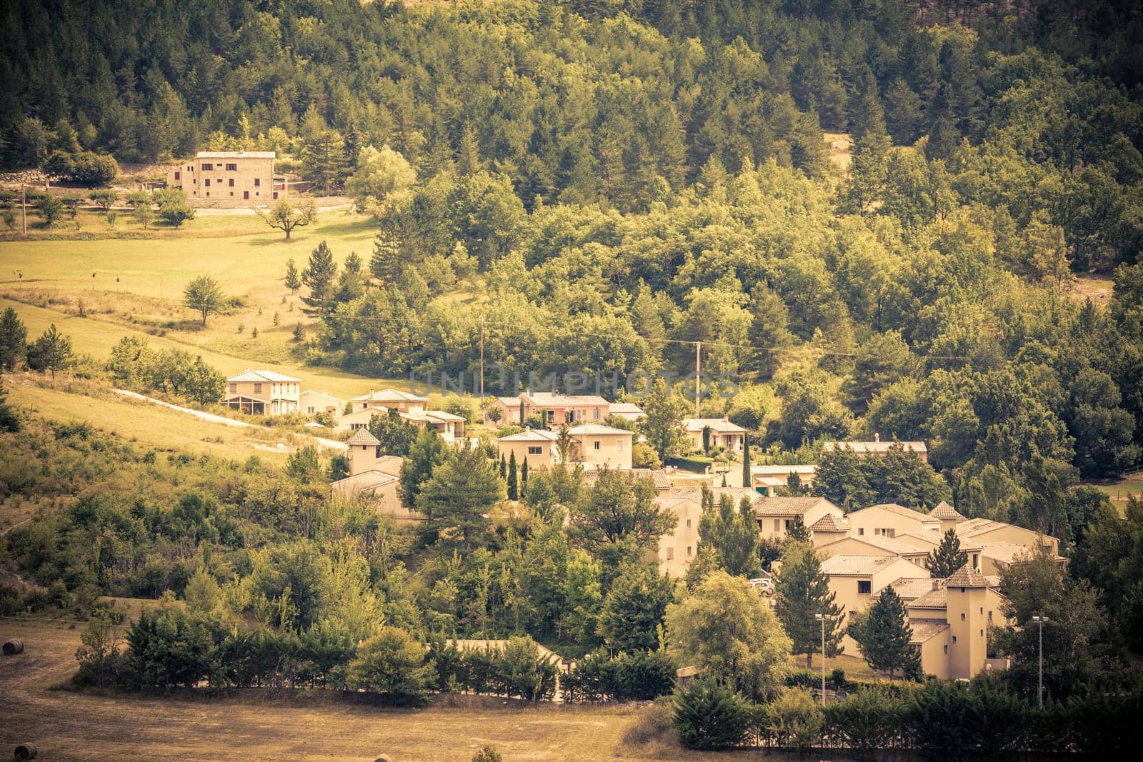 Montbrun les Bains village view in Provence, France. Summer landscape