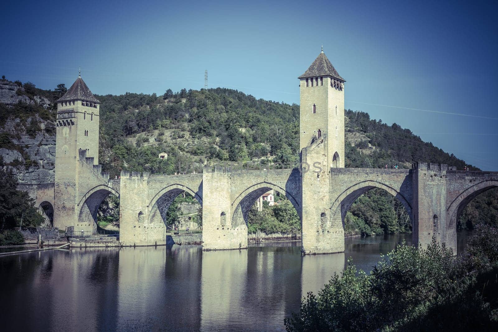 The Valentre bridge the symbol of Cahors town, France