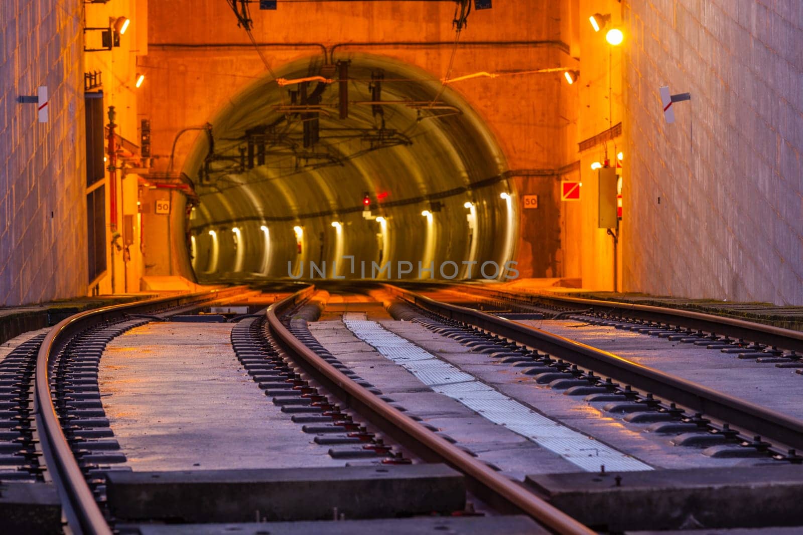 Metro Train Tunnel Entrance on the Bridge of Dom Luiz in Porto. Horizontal shot
