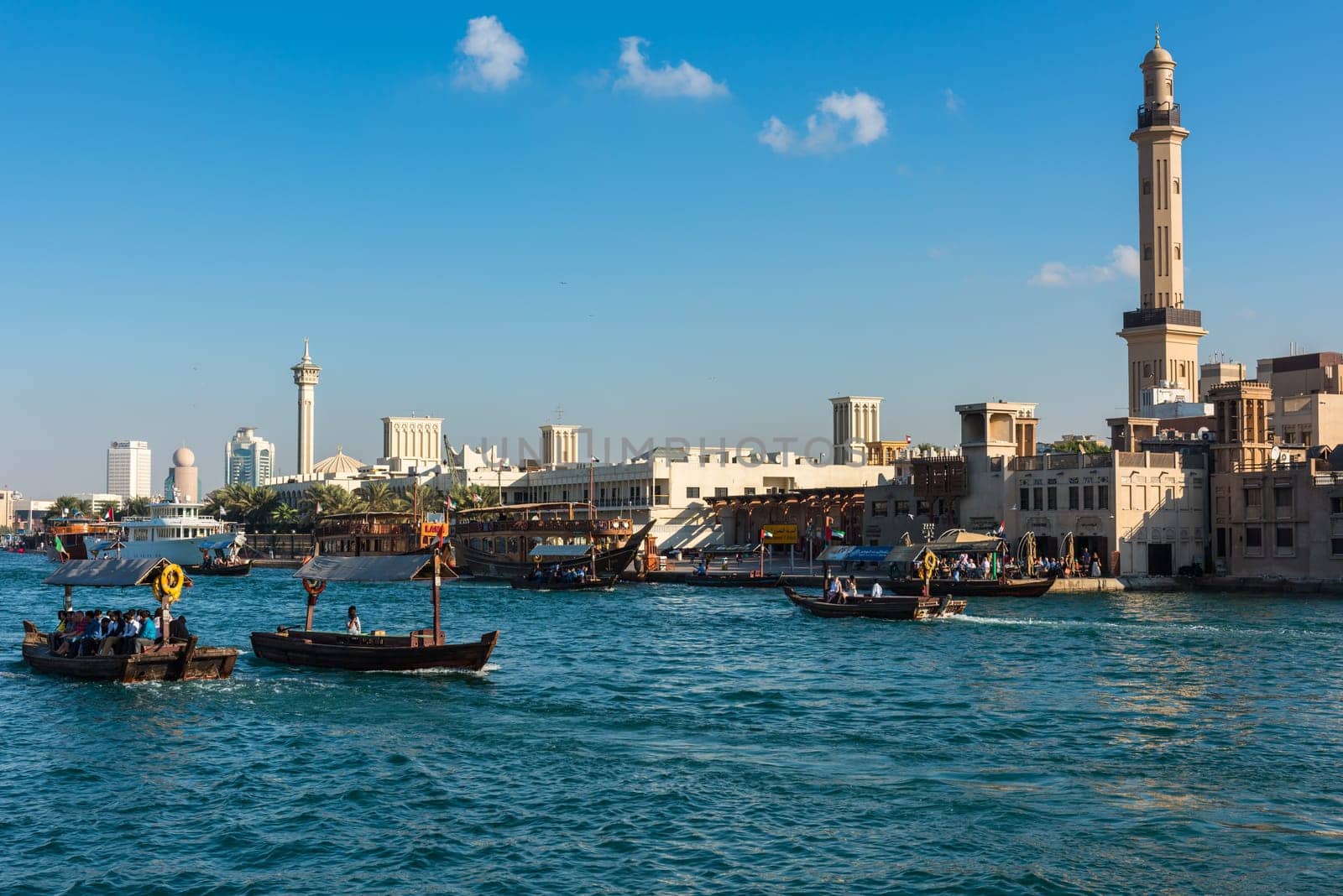 UAE, DUBAI - DECEMBER 27: traditional arabic boats at Dubai creek on December 27, 2014