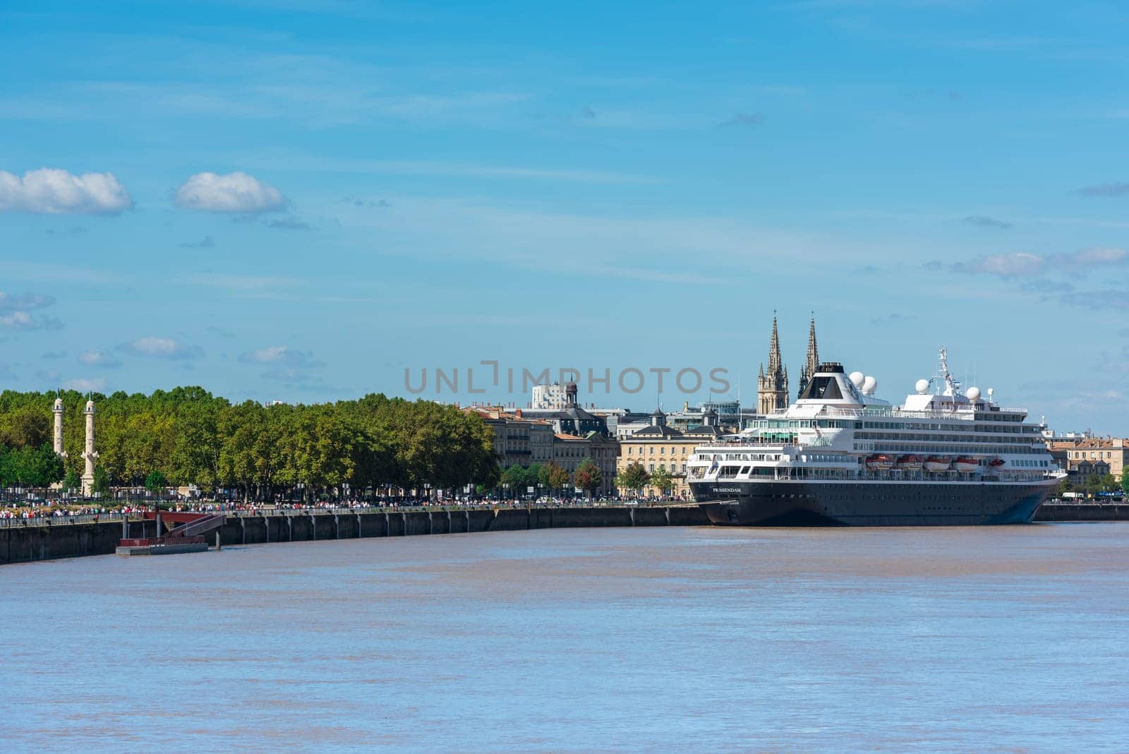 FRANCE, BORDEAUX - SEPTEMBER 20: Famous dutch cruise ship Prinsendam in Bordeaux, France on September 20, 2015