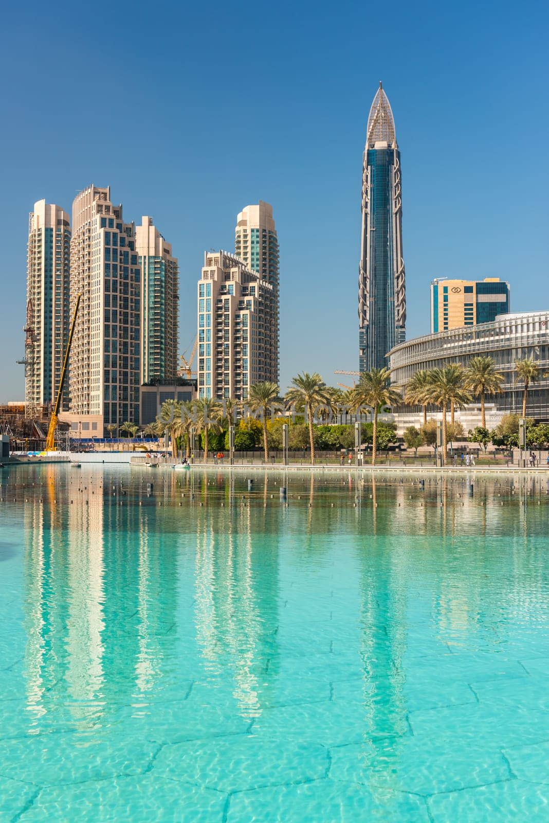 UAE, DUBAI - JANUARY 02: View on Dubai downtown at the Dubai Mall on January 02, 2015
