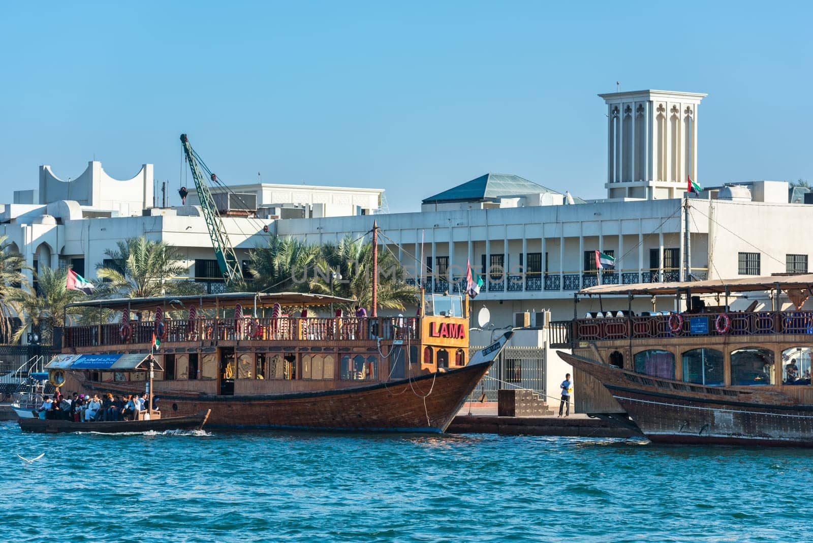 UAE, DUBAI - DECEMBER 27: traditional arabic boat at Dubai Creek on December 27, 2014