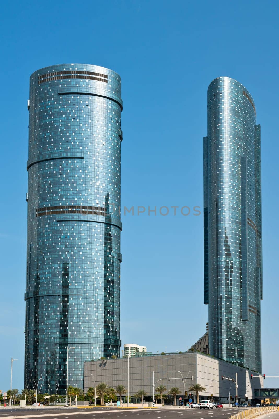 ABU DHABI, UAE - DECEMBER 24: Abu Dhabi streets with skyscrapers on December 24, 2014. United Arab Emirates