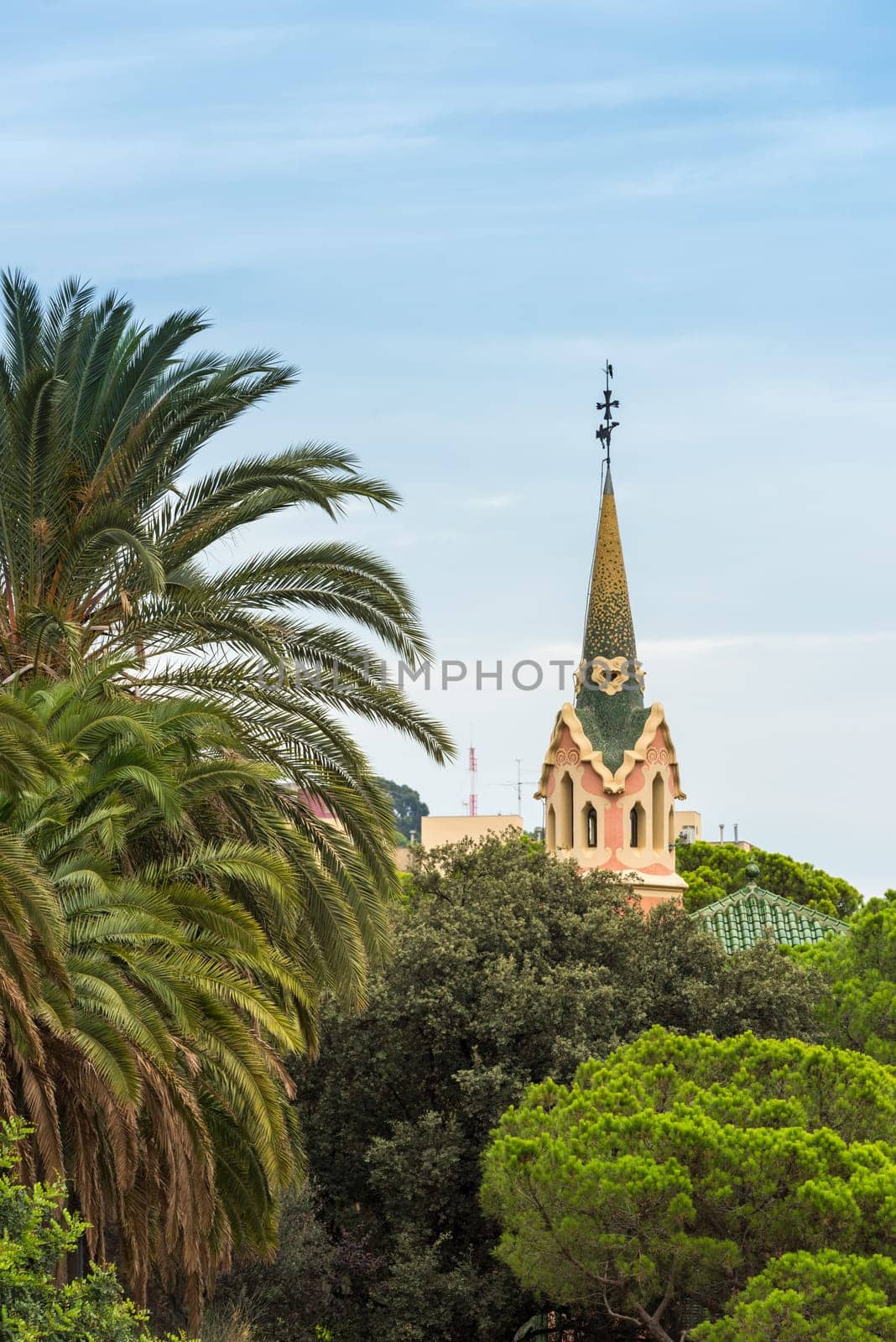 SPAIN, BARCELONA - SEPTEMBER 13: Park Guell architecture view, Barcelona, Spain on September 13, 2015