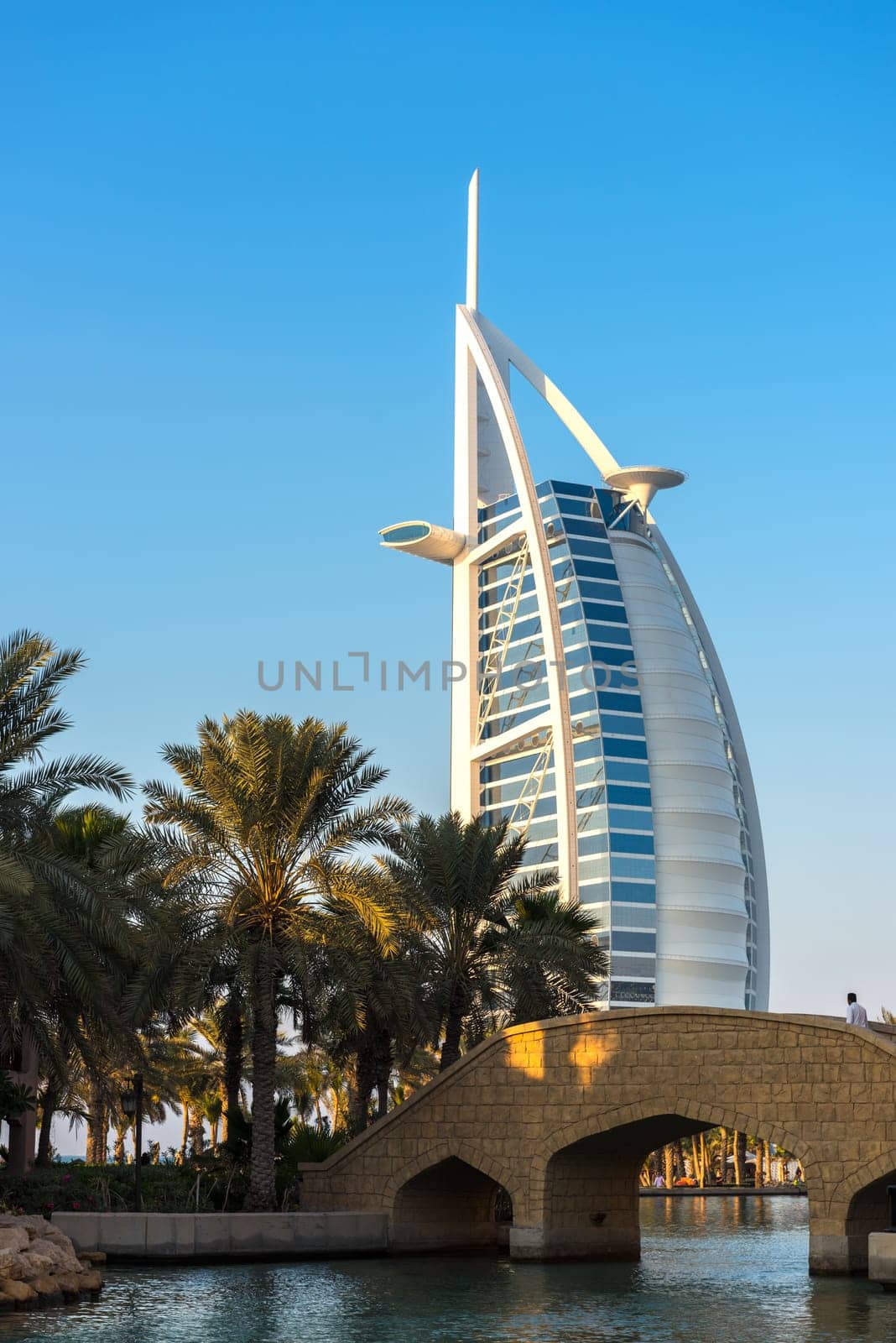 UAE, DUBAI - DECEMBER 28: Hotel Burj Al Arab building from Madinat Jumeirah, Dubai, United Arab Emirates on December 28, 2014