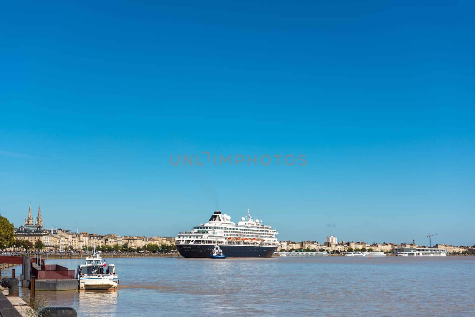 FRANCE, BORDEAUX - SEPTEMBER 20: Famous dutch cruise ship Prinsendam in Bordeaux, France on September 20, 2015