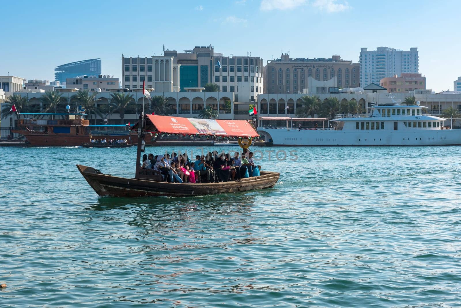 UAE, DUBAI - DECEMBER 27: traditional arabic boat at Dubai Creek on December 27, 2014