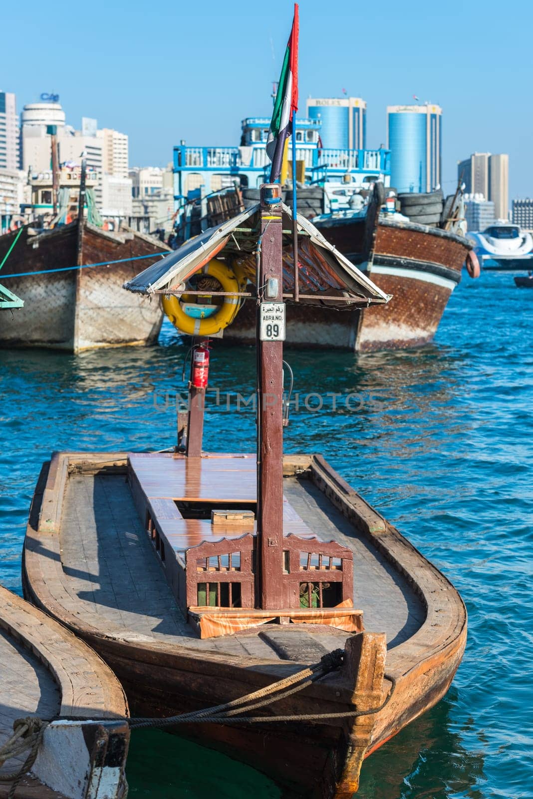 UAE, DUBAI - DECEMBER 27: traditional arabic boat at Dubai Creek on December 27, 2014