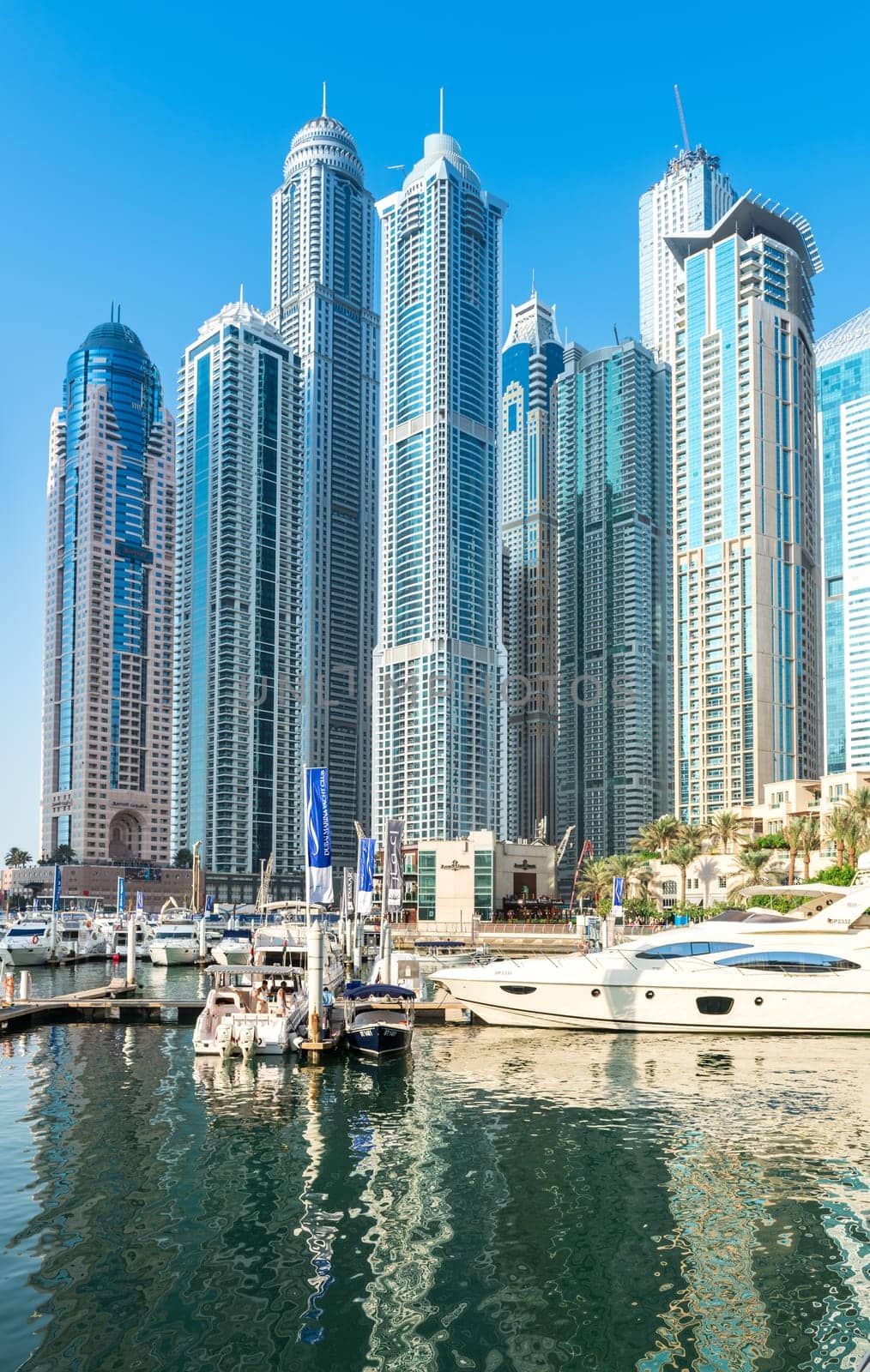 UAE, DUBAI - DECEMBER 31: view of Dubai Marina, United Arab Emirates - the largest man-made marina in the world on December 31, 2014