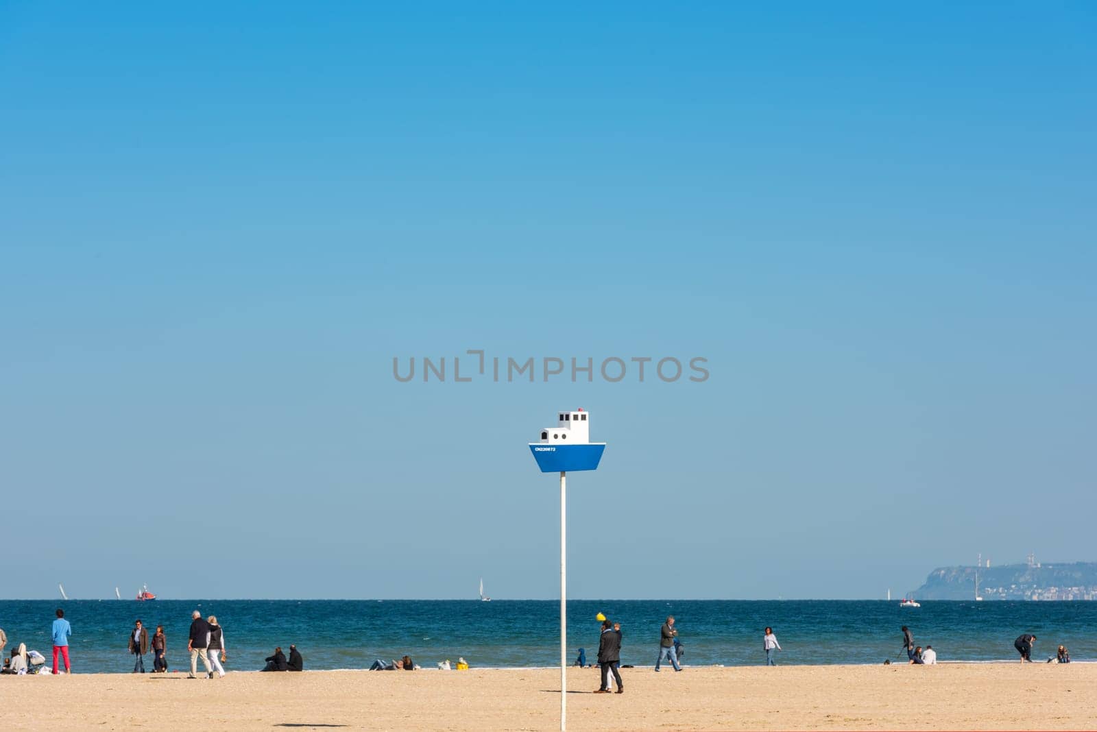 FRANCE, DEAUVILLE - SEPTEMBER 27: Deauville beach in autumn on September 27, 2015