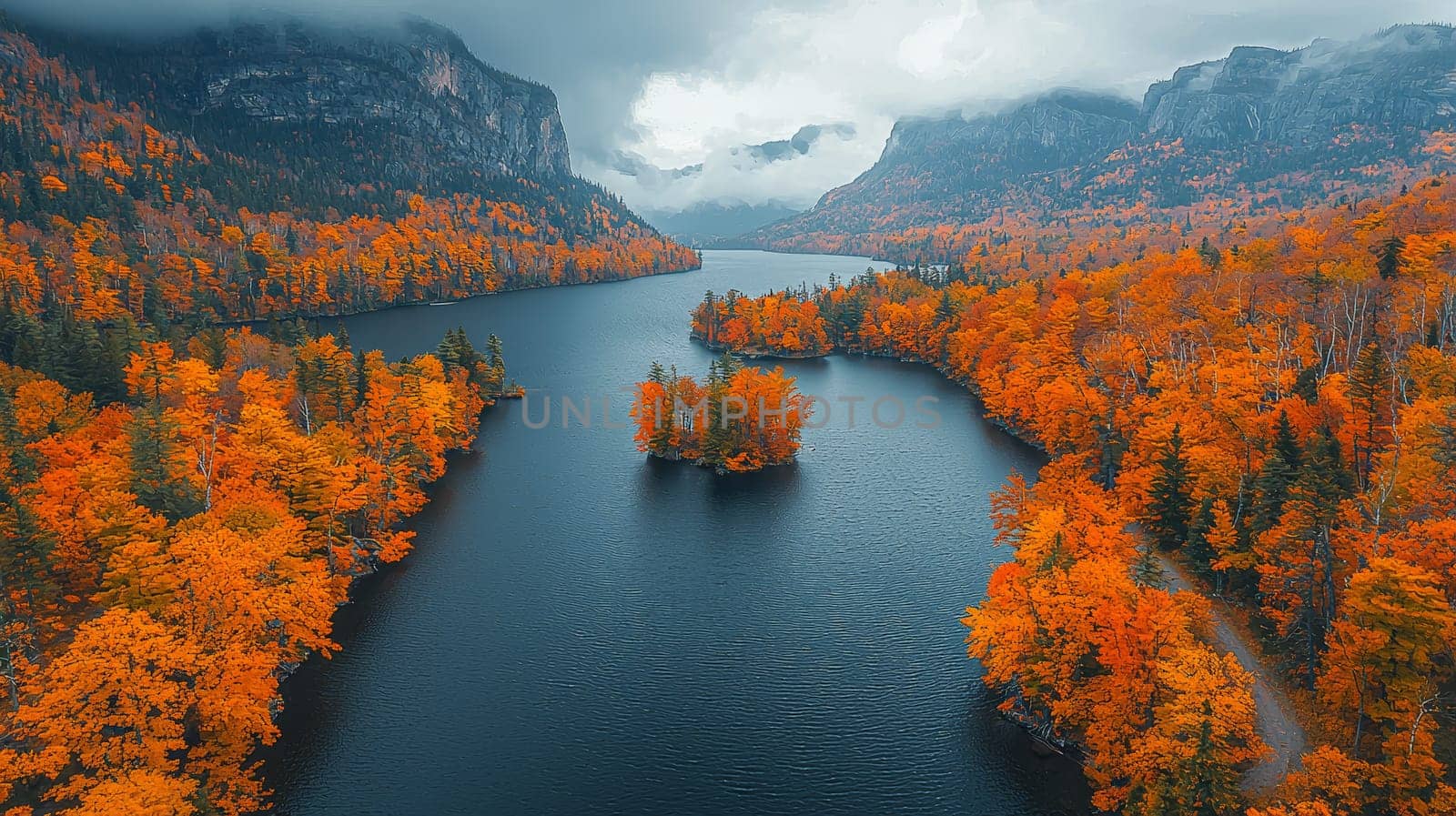 A breathtaking, realistic landscape photograph capturing the vibrant fall colors of Canadian lakes and forests. Rich autumnal hues of red, orange, and yellow blanket the trees, while clear reflections on the lake enhance the scene’s natural beauty. Shot with natural lighting and no filters, this image showcases the serene allure of the season.