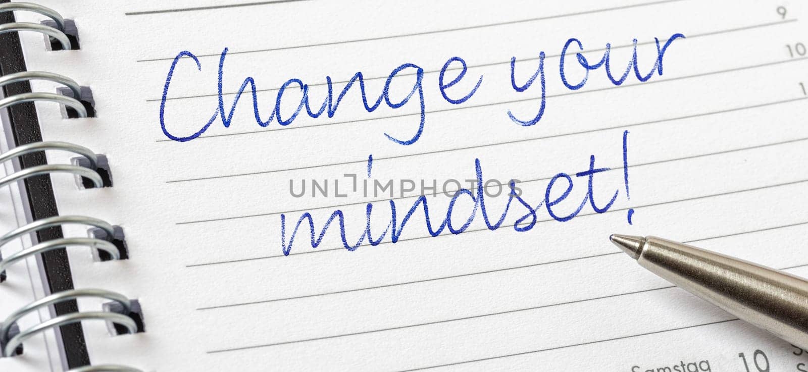Change your mindset written on a calendar page