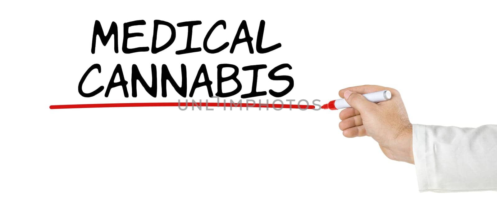 Hand with pen writing Medical Cannabis