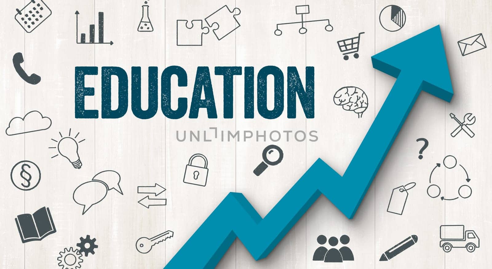 Ascending arrow with icons - Education
