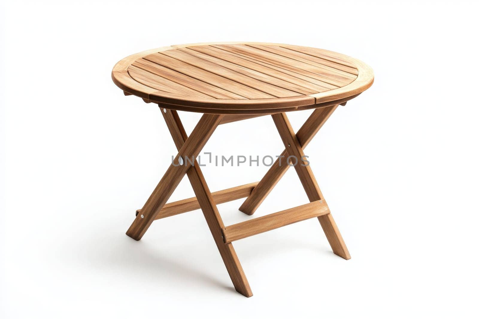 This wooden patio table is elegantly designed and positioned alone, showcasing a contemporary style suitable for outdoor gatherings and relaxation in sunny weather.