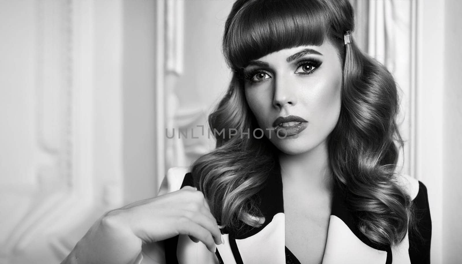 gorgeous elegant model woman in black and white, AI generated image