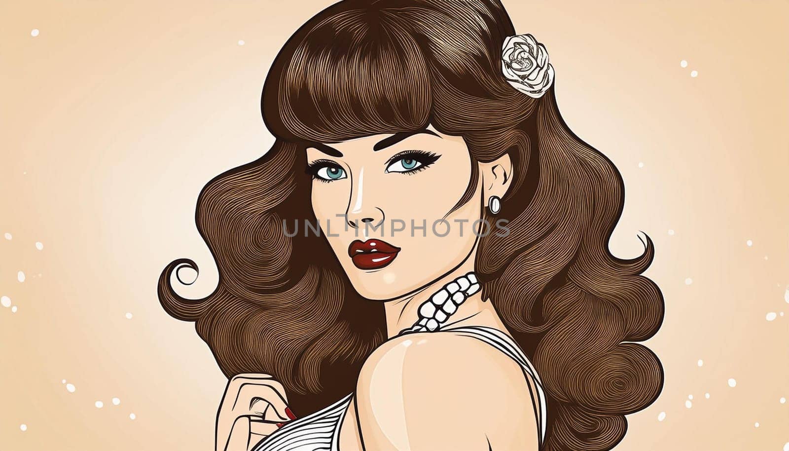 20s style pin up woman illustration, AI generated image