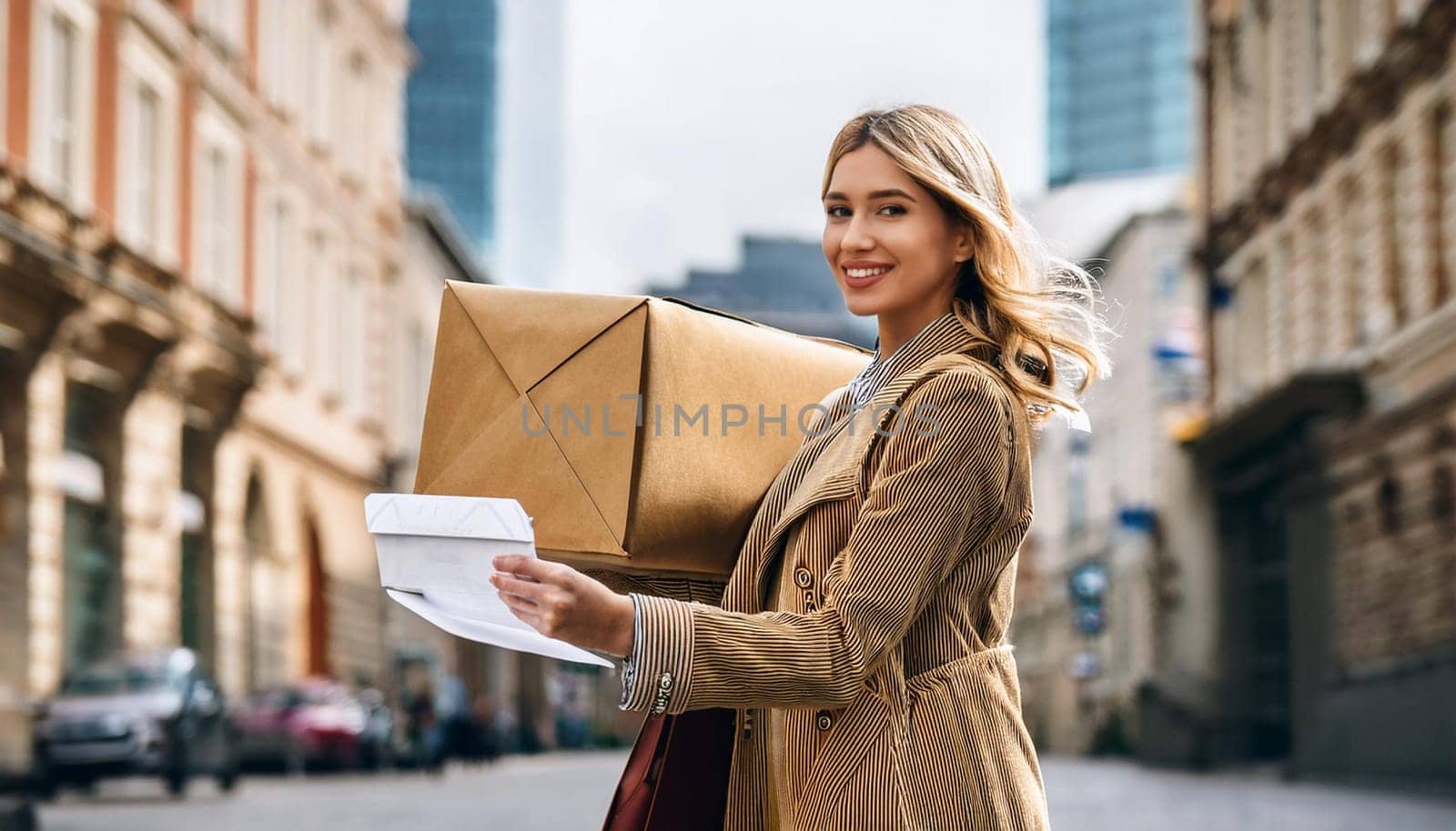 gorgeous young female postwoman, AI generated image