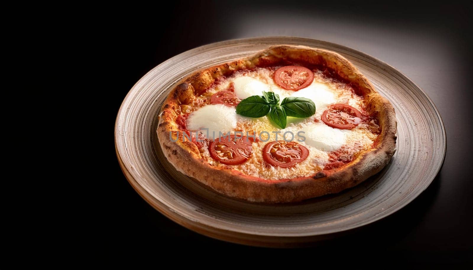 margherita pizza traditional Italian baked food, AI generated image