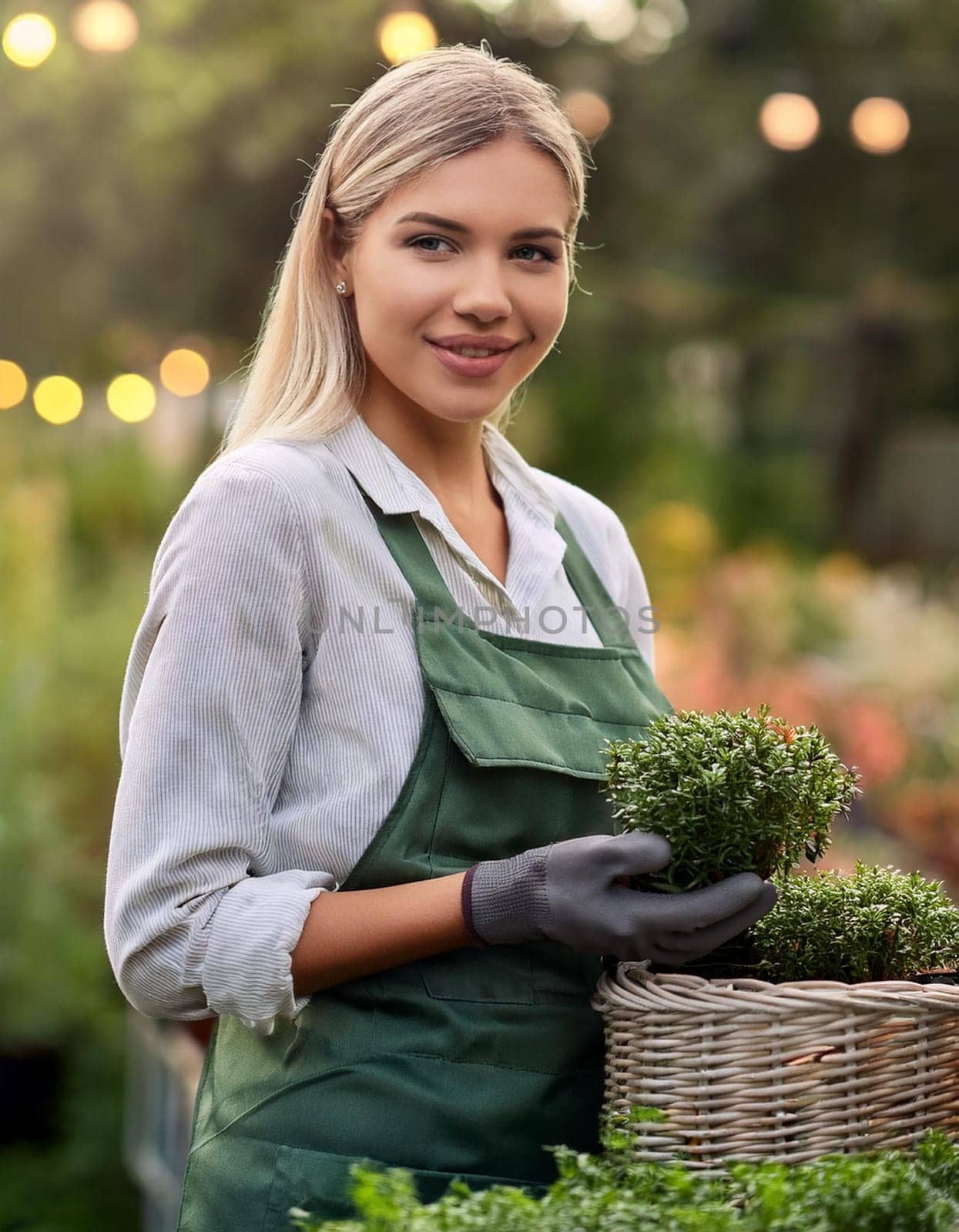 gorgeous young gardener woman, AI generated image