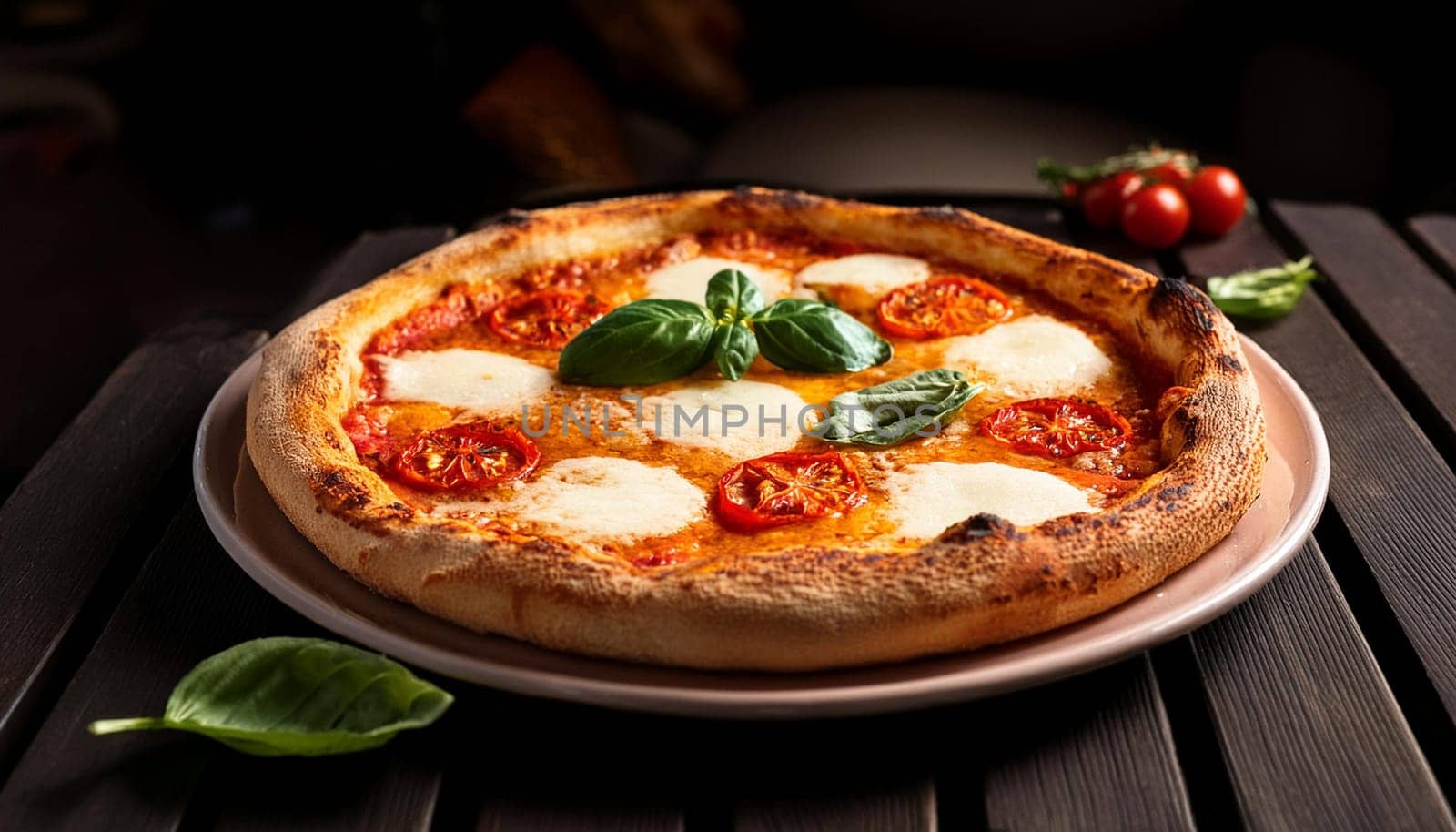 margherita pizza traditional Italian baked food, AI generated image