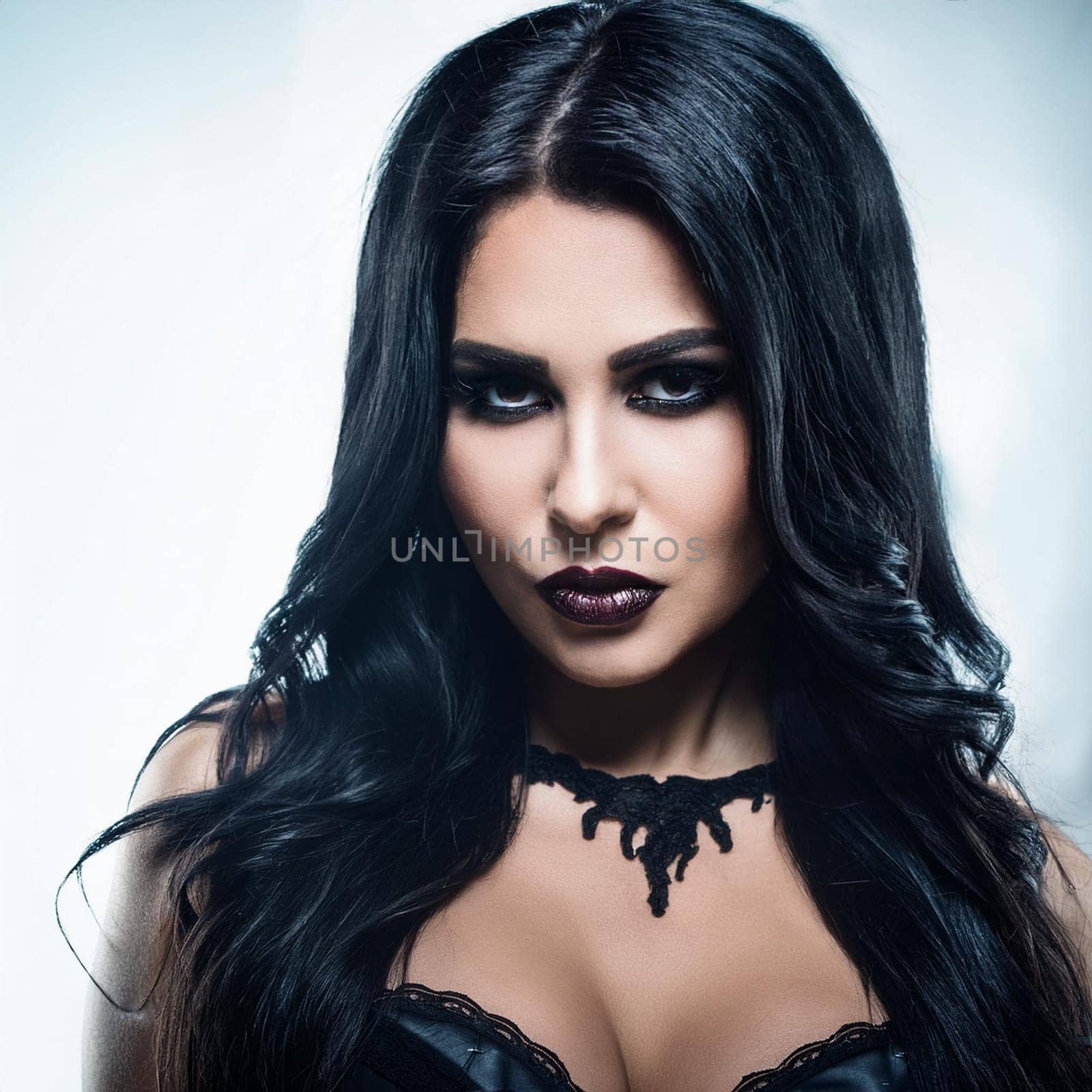 pretty young goth woman, AI generated image